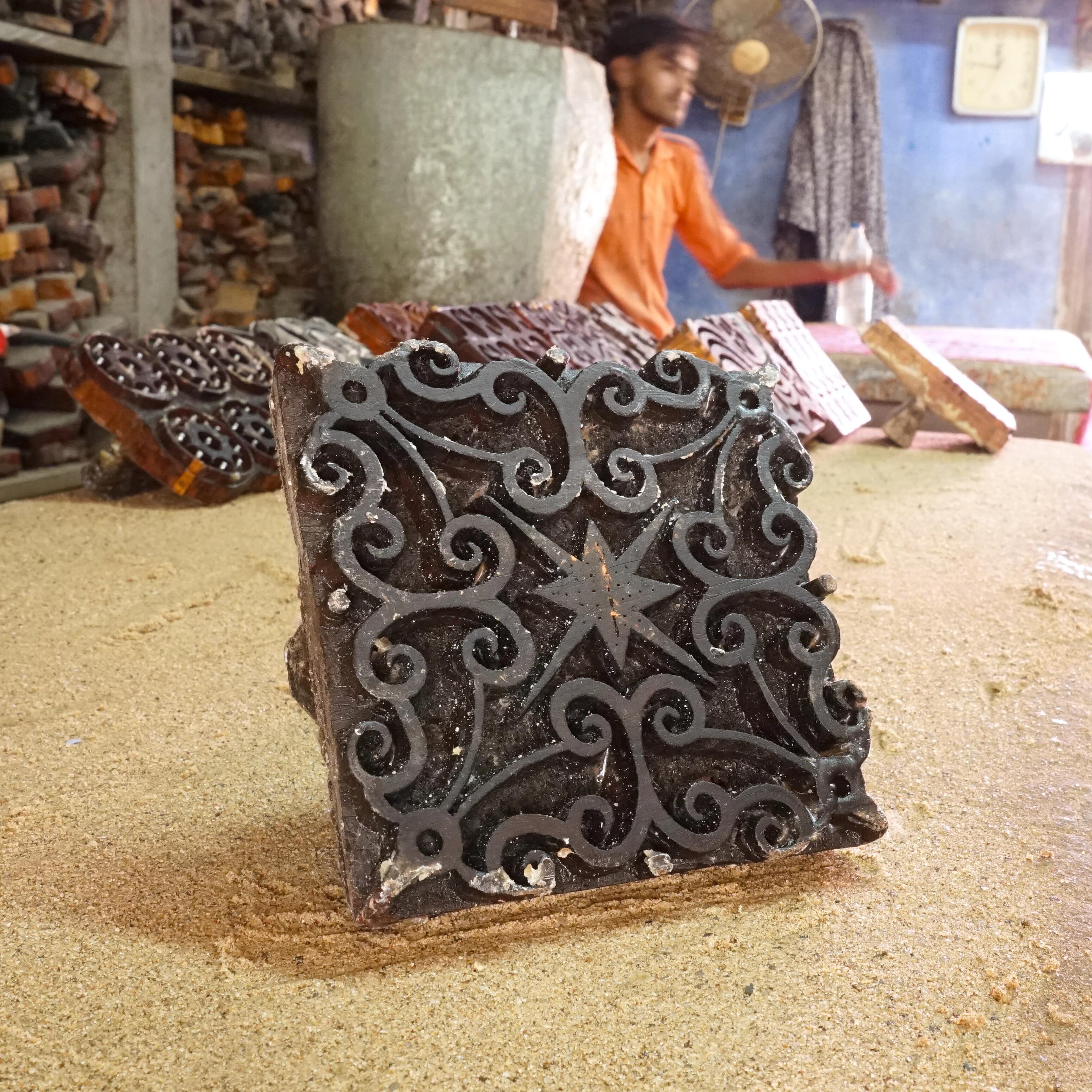 SHA44 - Hand-Carved Block for Wax Resist Printing