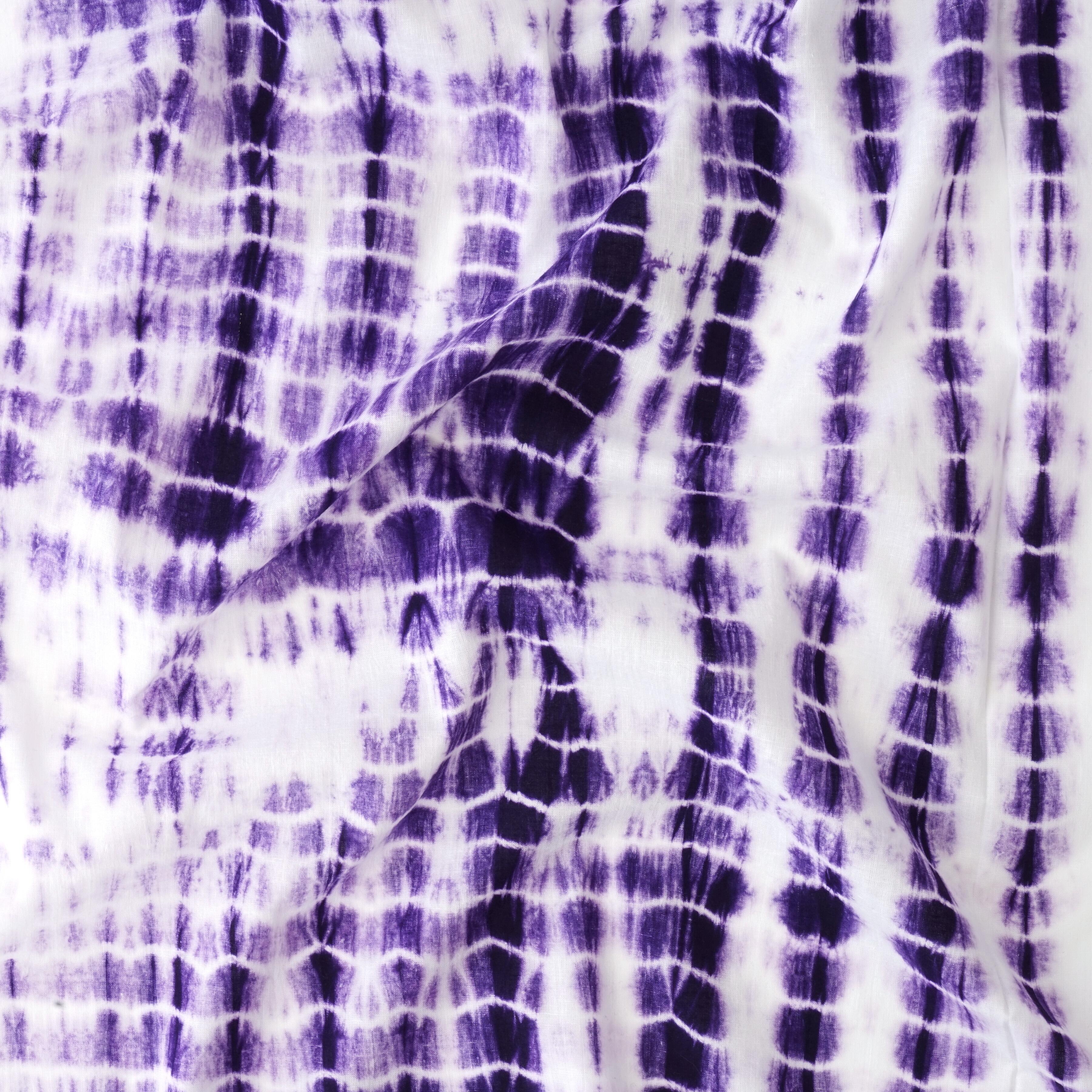 MUN03 - Tie Dye - Shibori - Cotton Cloth - Purple Dye - Contrast