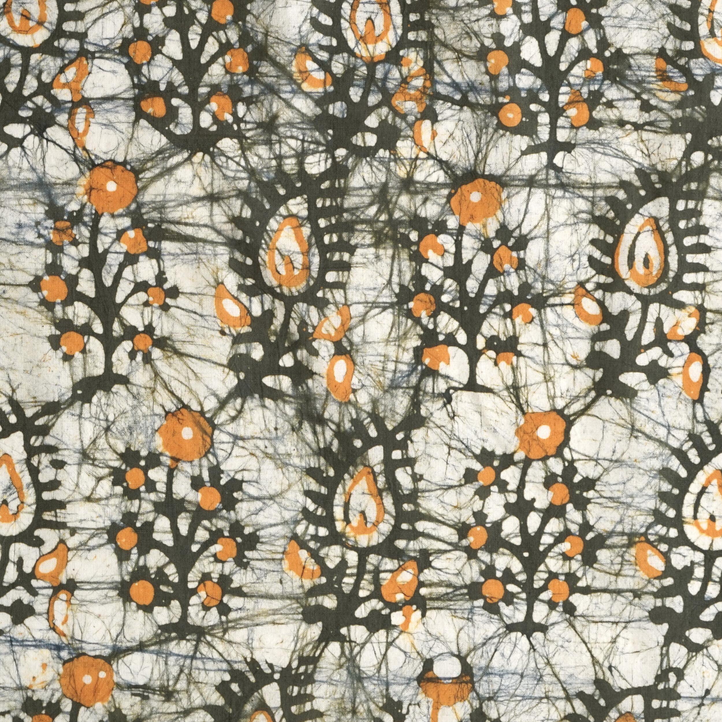 100% Block-Printed Batik Cotton Fabric From India - Flat
