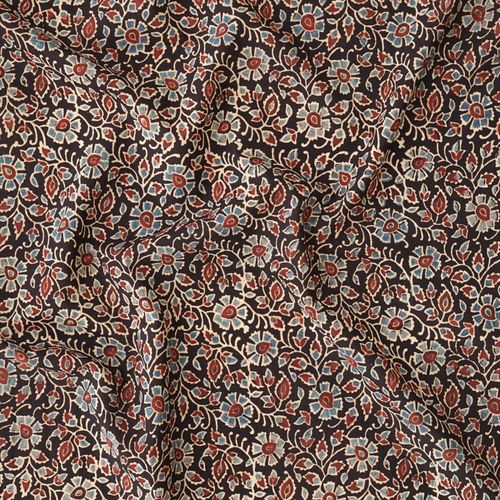 SIK37 - Indian Block-Printed Cotton - Nujiang Design - Indigo, Alizarin and Black Dye - Contrast