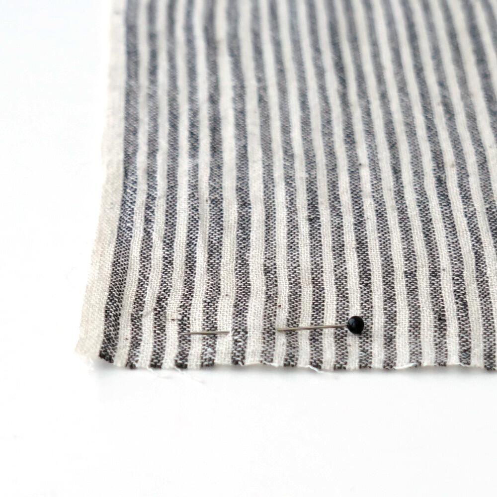Organic Kala Cotton - Handloom Woven - Natural Dye - Charcoal Black - Stripes - One By One - Close Up
