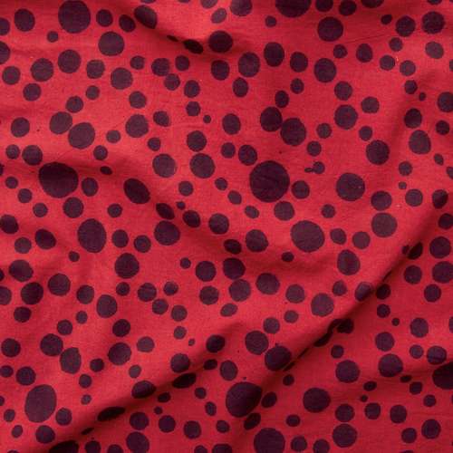 100% Block-Printed Cotton Fabric From India- Ajrak - Alizarin Black Dots Print - Contrast