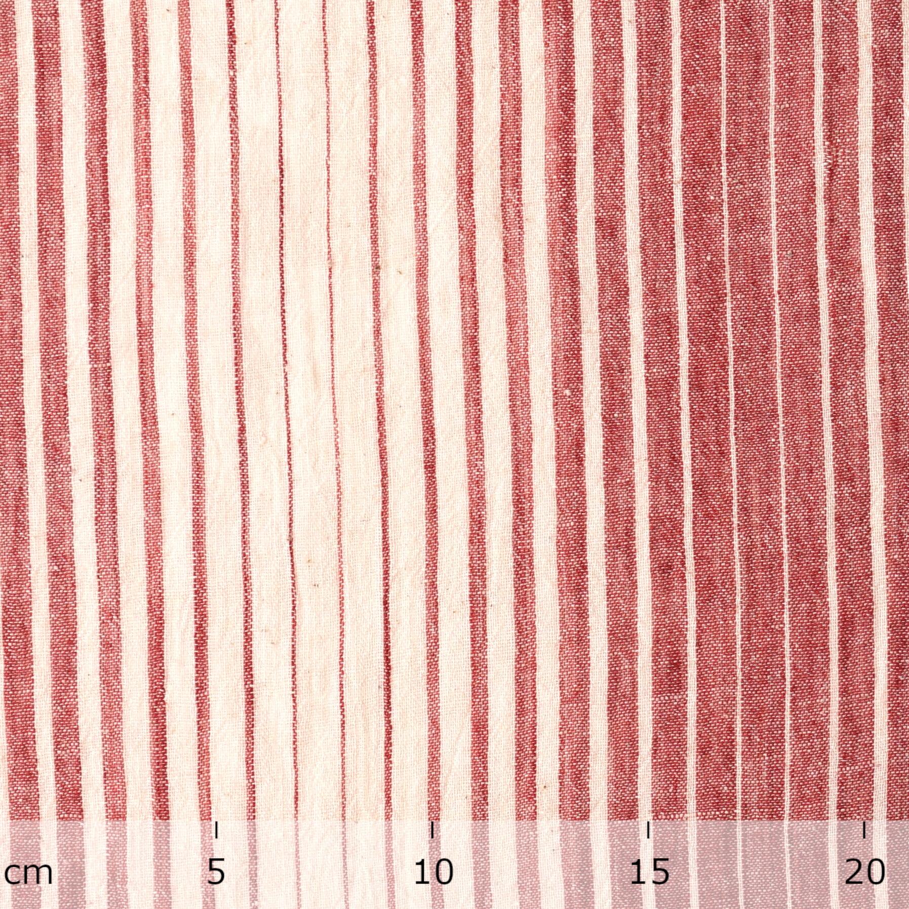 KHE04 - Organic Kala Cotton - Handloom Woven - Natural Dye - Red Alizarin Dye - Fading Stripes - One By One - Ruler