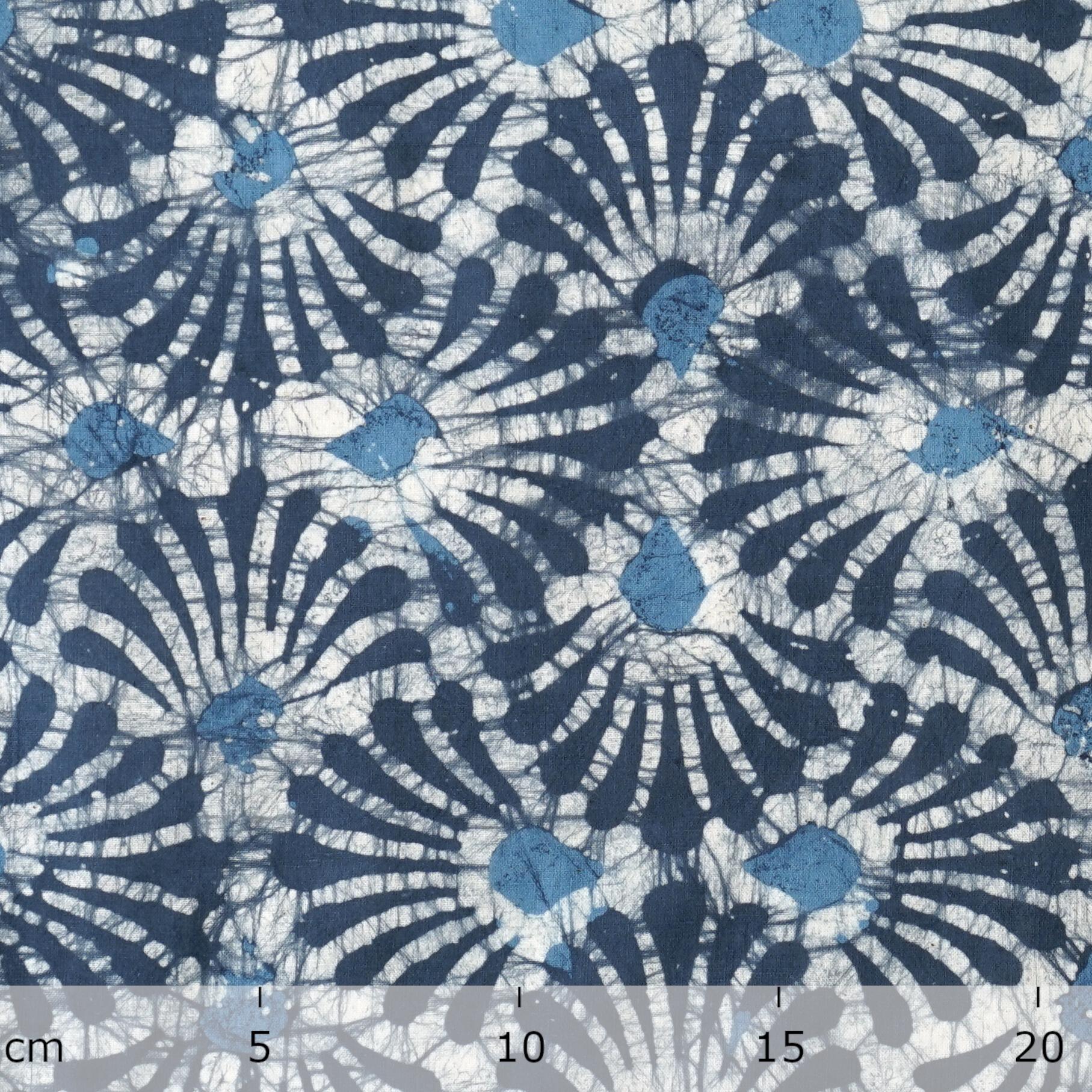 Block-Printed Batik Fabric - Cotton Cloth - Reactive Dyes - Splash Design - Ruler