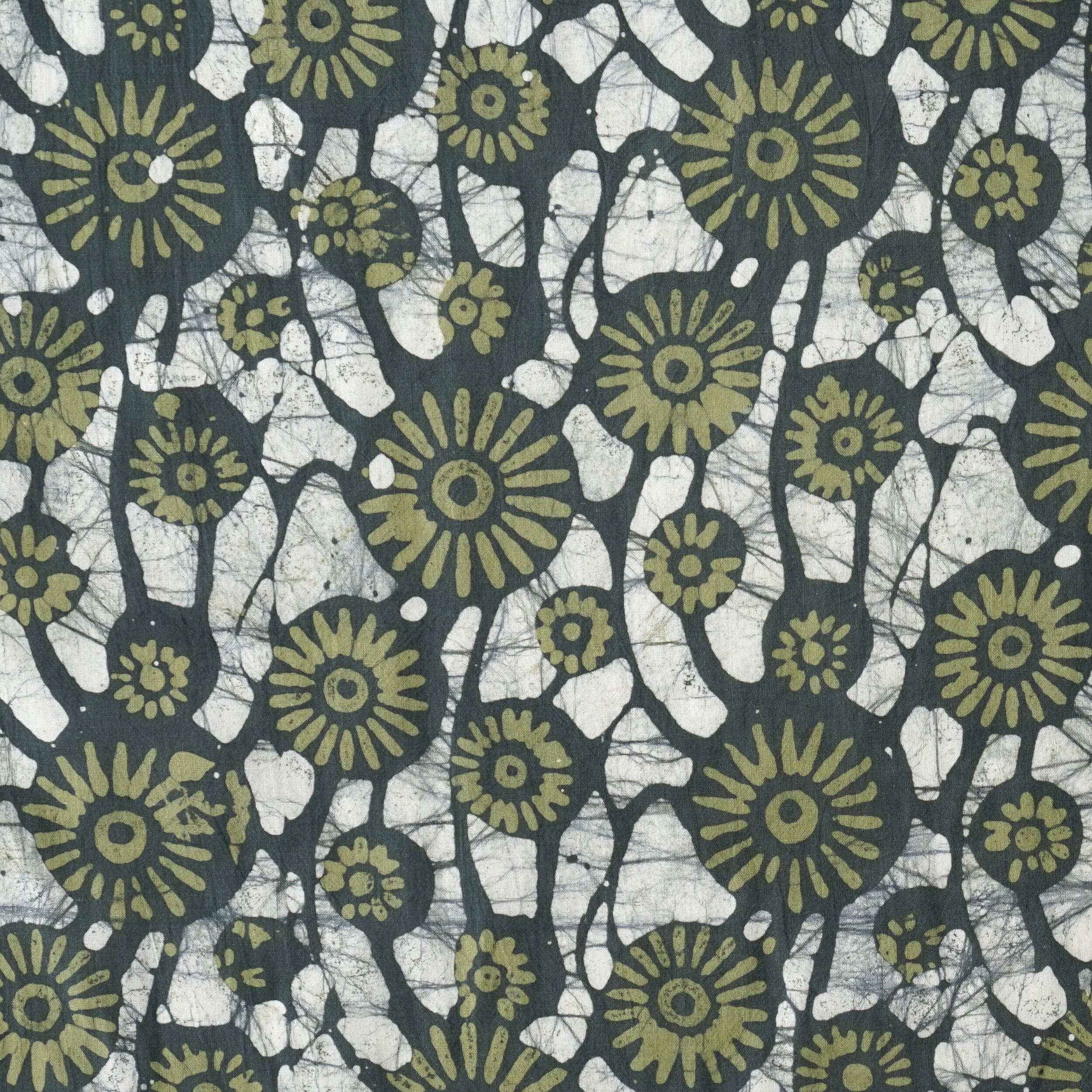 Block-Printed Batik Fabric - Cotton Cloth - Reactive Dyes - Choicest Moss Design - Flat