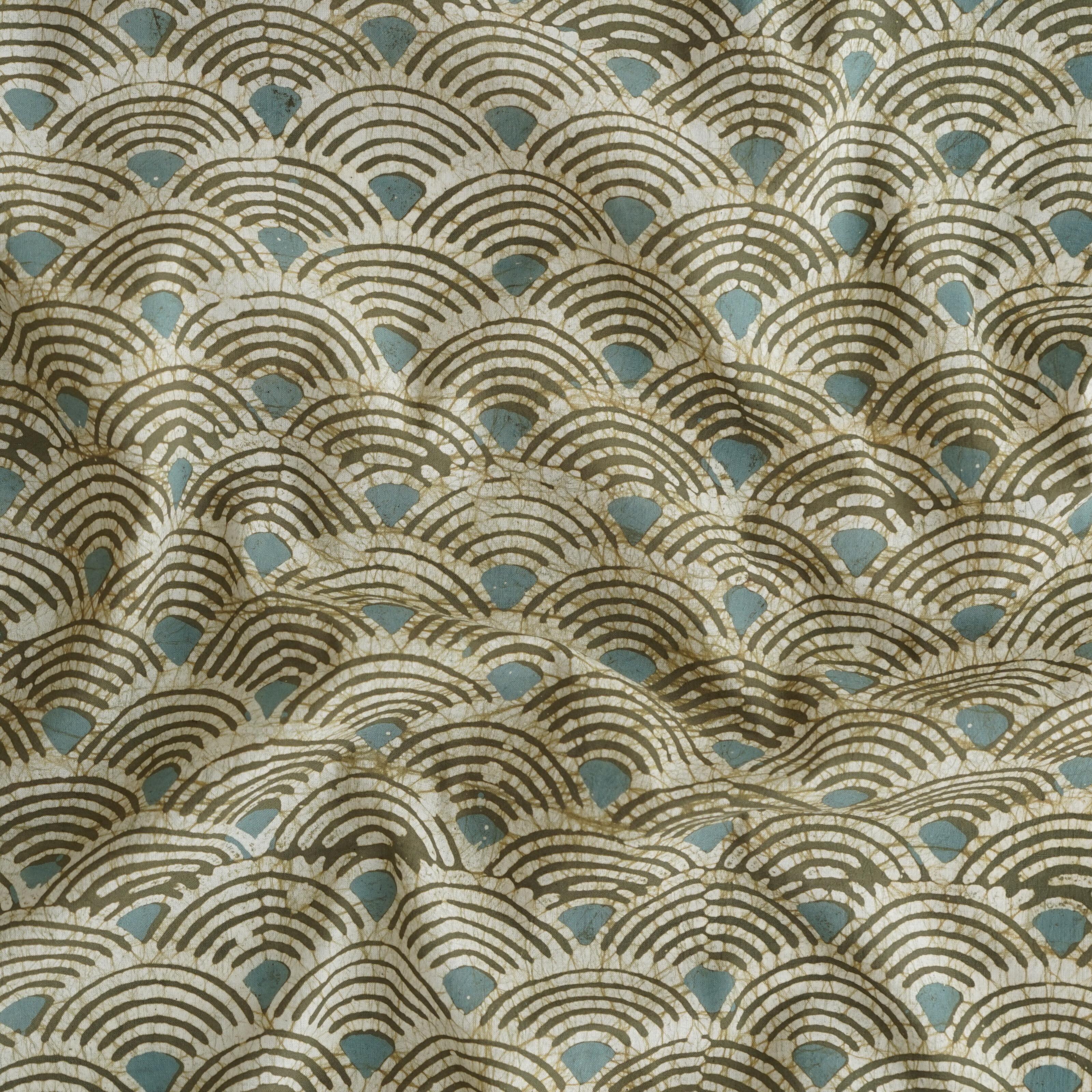 Block-Printed Batik Fabric - Cotton Cloth - Reactive Dyes - Connected Design - Contrast