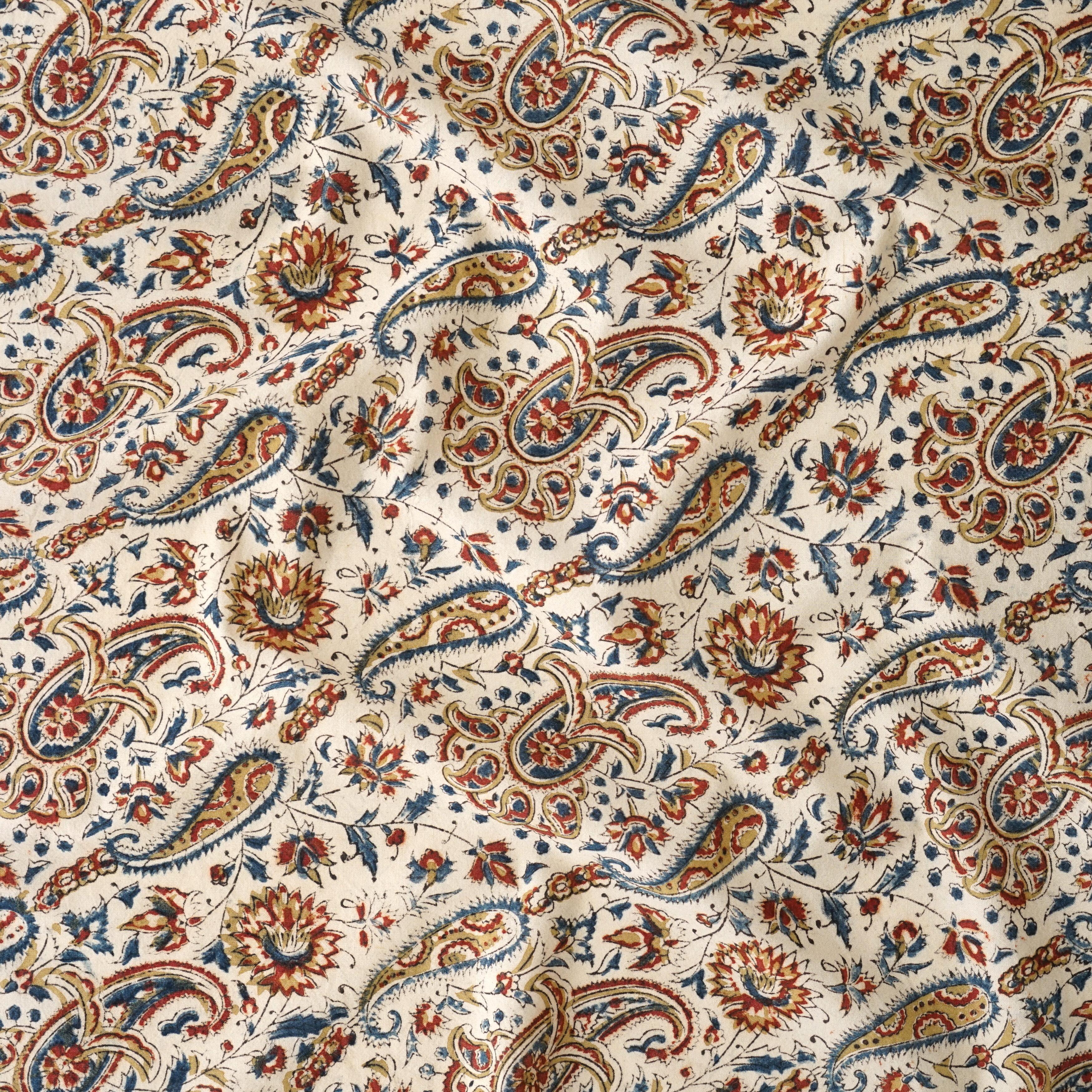 KAR01 - Block-Printed Kalamkari - 100% Cotton - Natural Dyes - Basho's Night - Contrast
