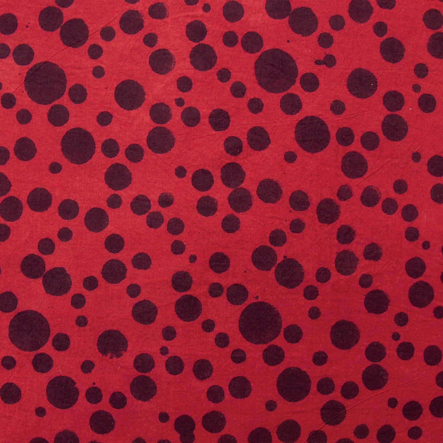 100% Block-Printed Cotton Fabric From India- Ajrak - Alizarin Black Dots Print