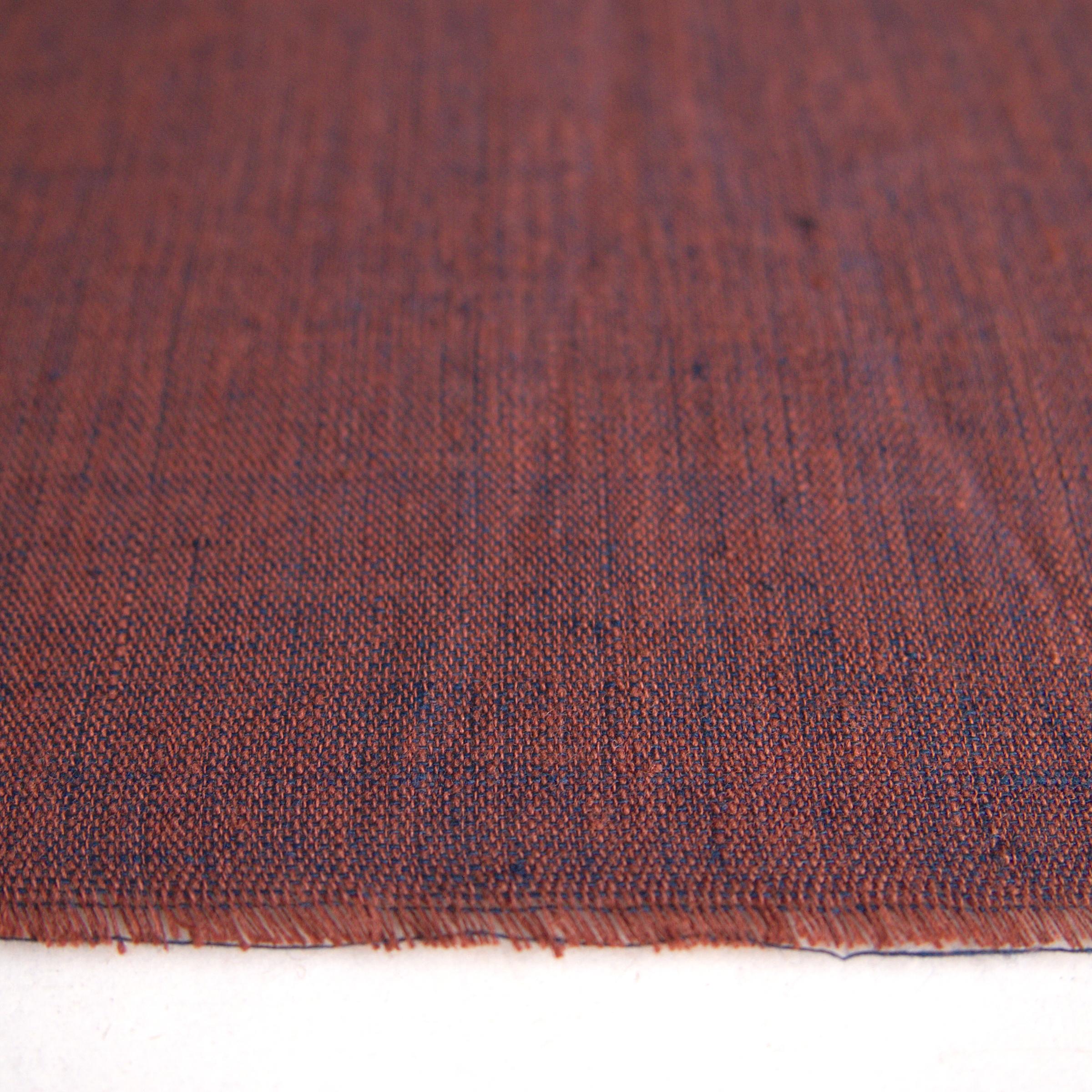 100 % Handloom Woven Cotton - Cross Colour - Brown Warp, Natural Indigo Weft - Close Up