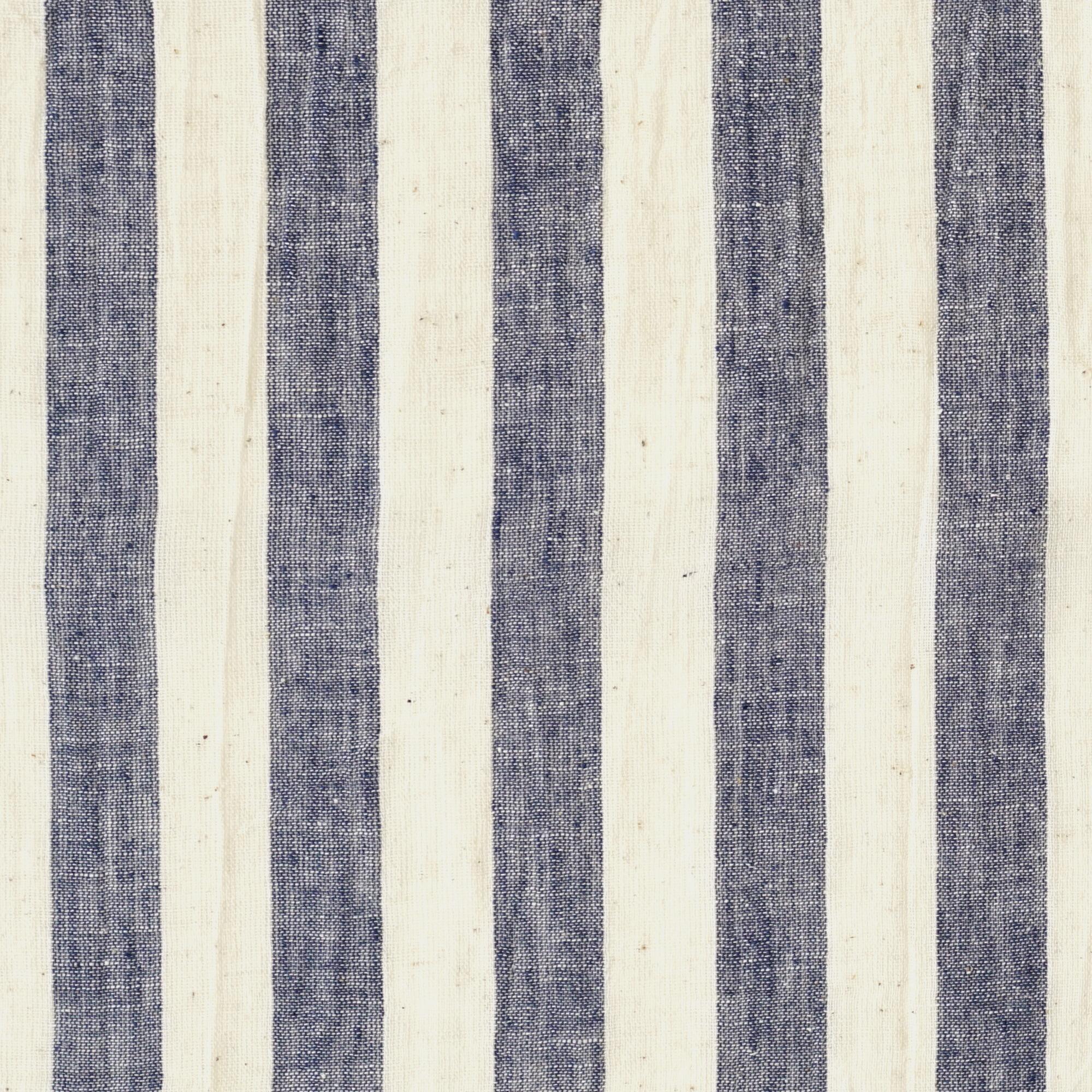 KJC03 - Organic Kala Cotton - Handloom Woven - Plain Weave - 1 by 1 - Stripes - Blue Yarn Dye - Flat