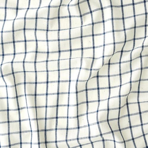 100% Handloom Woven Cotton - White Warp & Weft, White and Indigo Warp & Weft - Chequers - Contrast