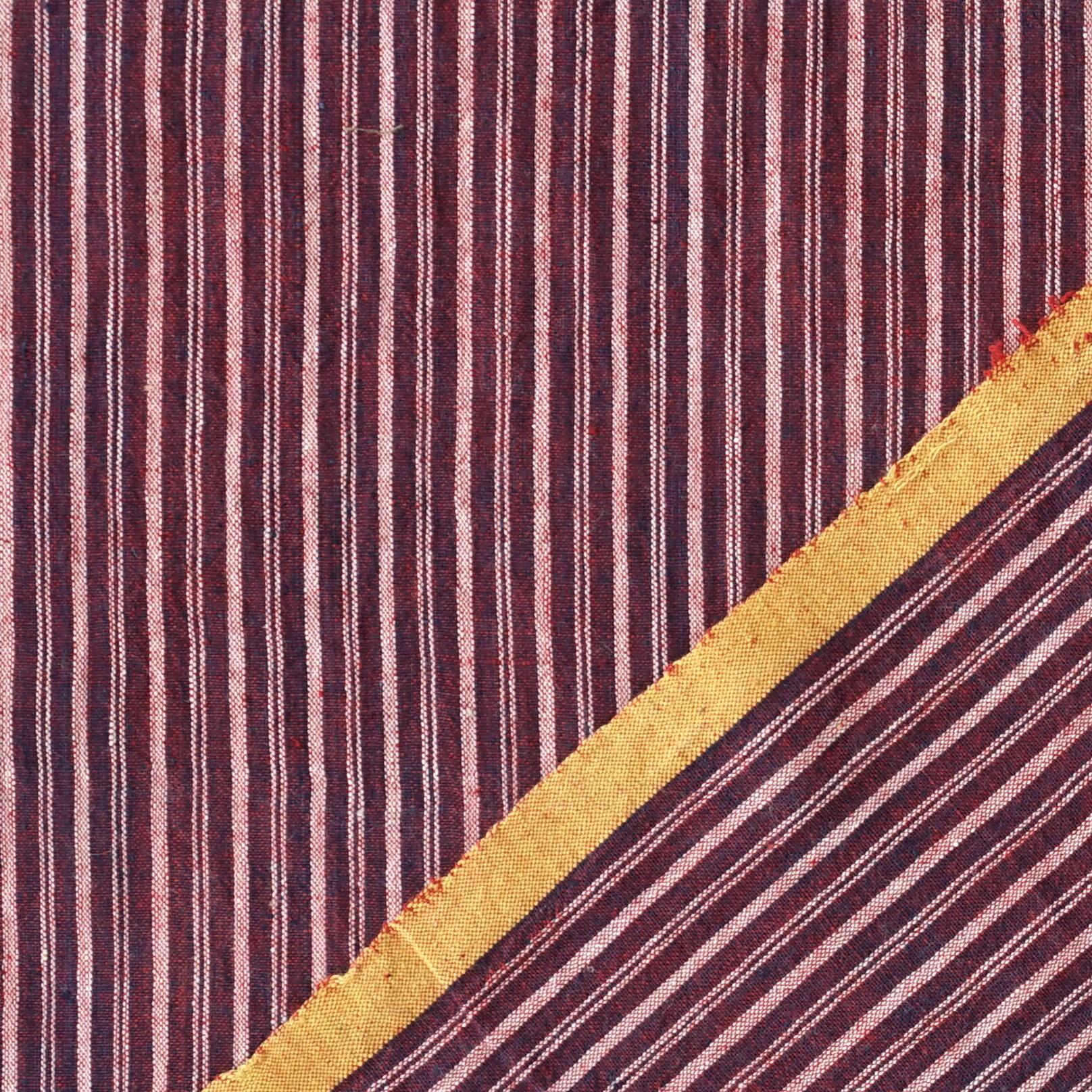 100 % Handloom Woven Cotton - Cross Colour - Pomegranate Yellow Warp, Red Alizarin Weft - Selvedge