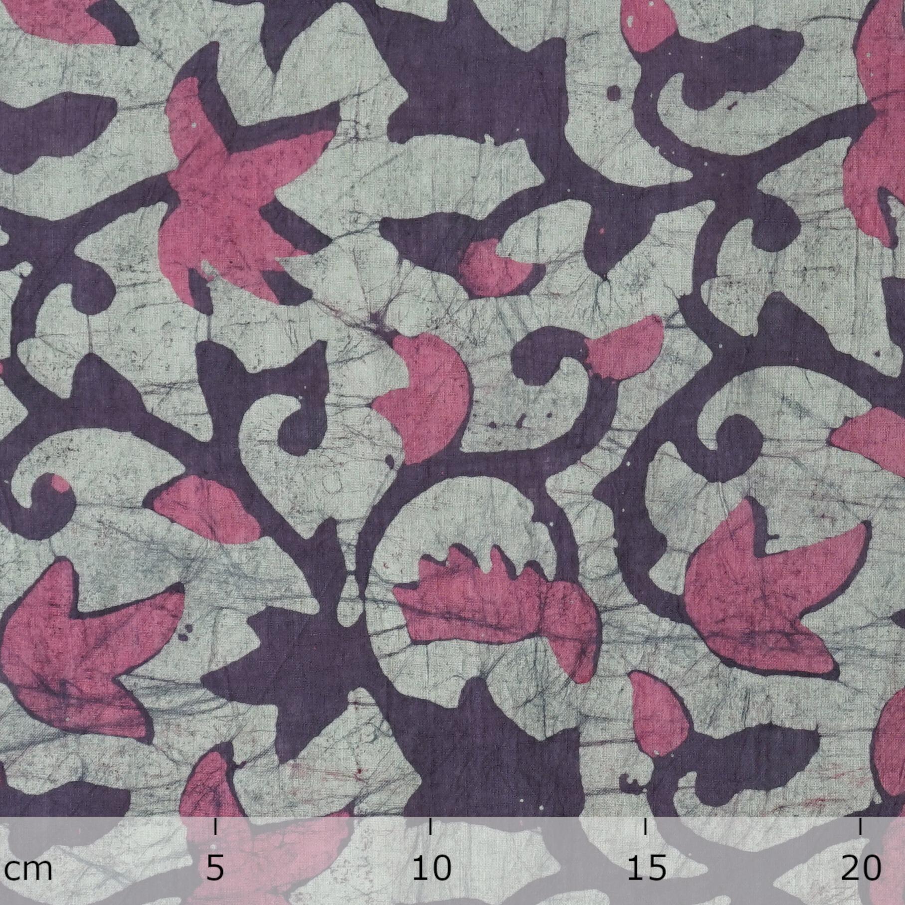 100% Block-Printed Batik Cotton Fabric From India - Fretwork Motif - Ruler