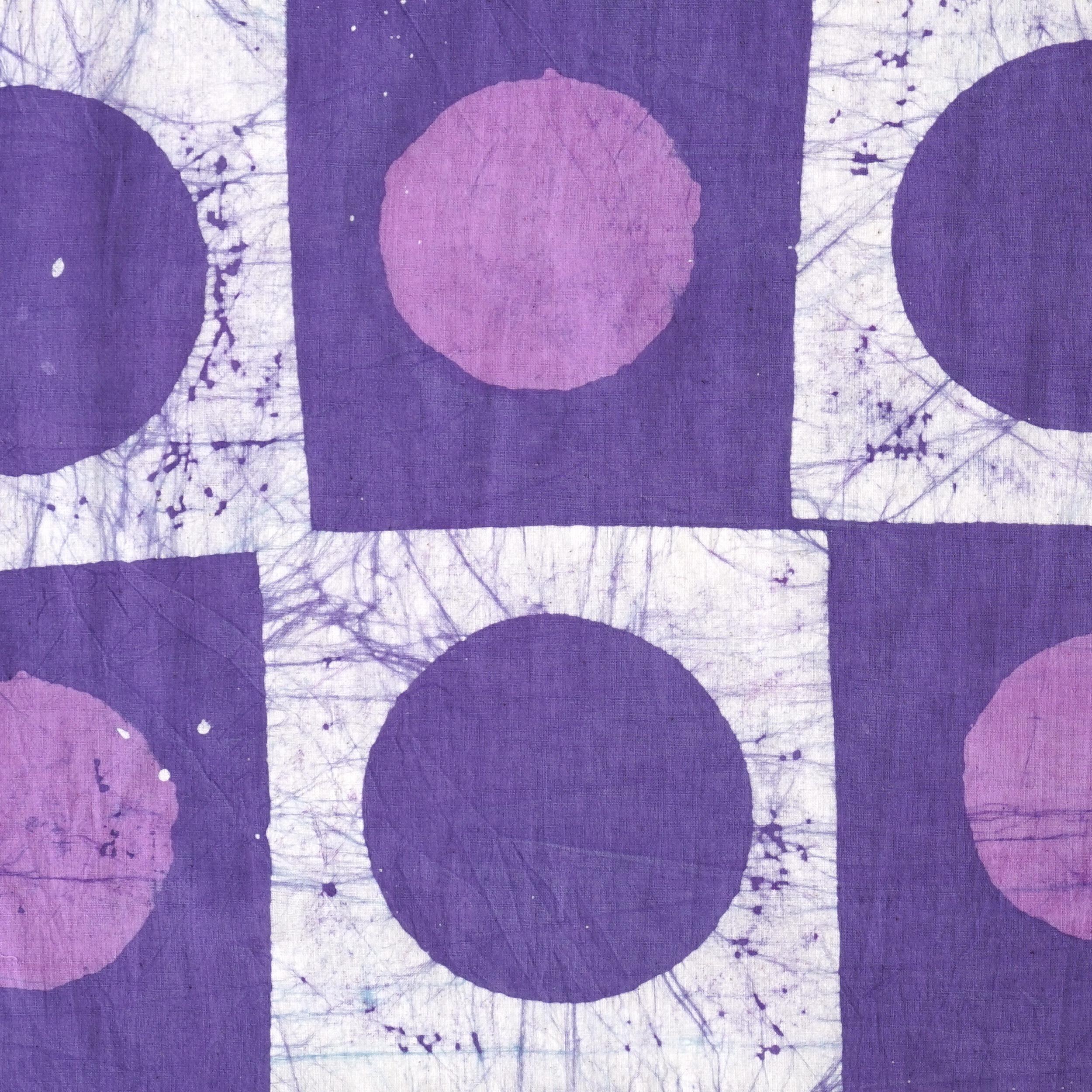 100% Block-Printed Batik Cotton Fabric From India - Soap Bubble Print - Purple Reactive Dye - Flat