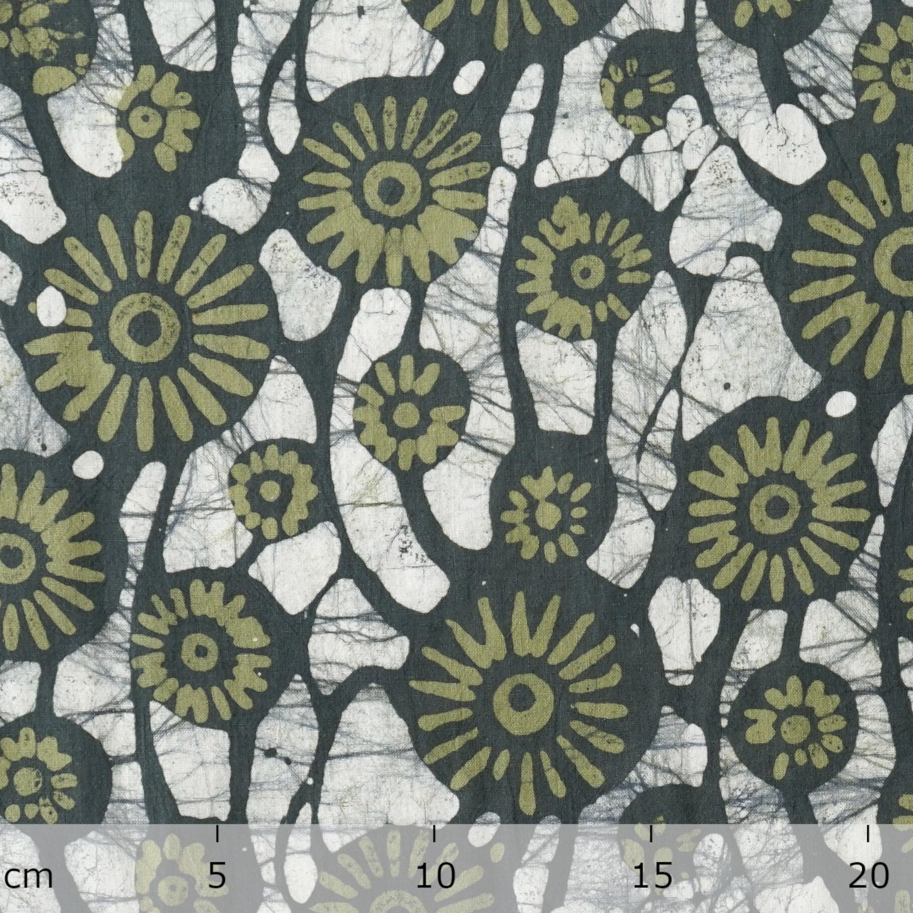 Block-Printed Batik Fabric - Cotton Cloth - Reactive Dyes - Choicest Moss Design - Ruler