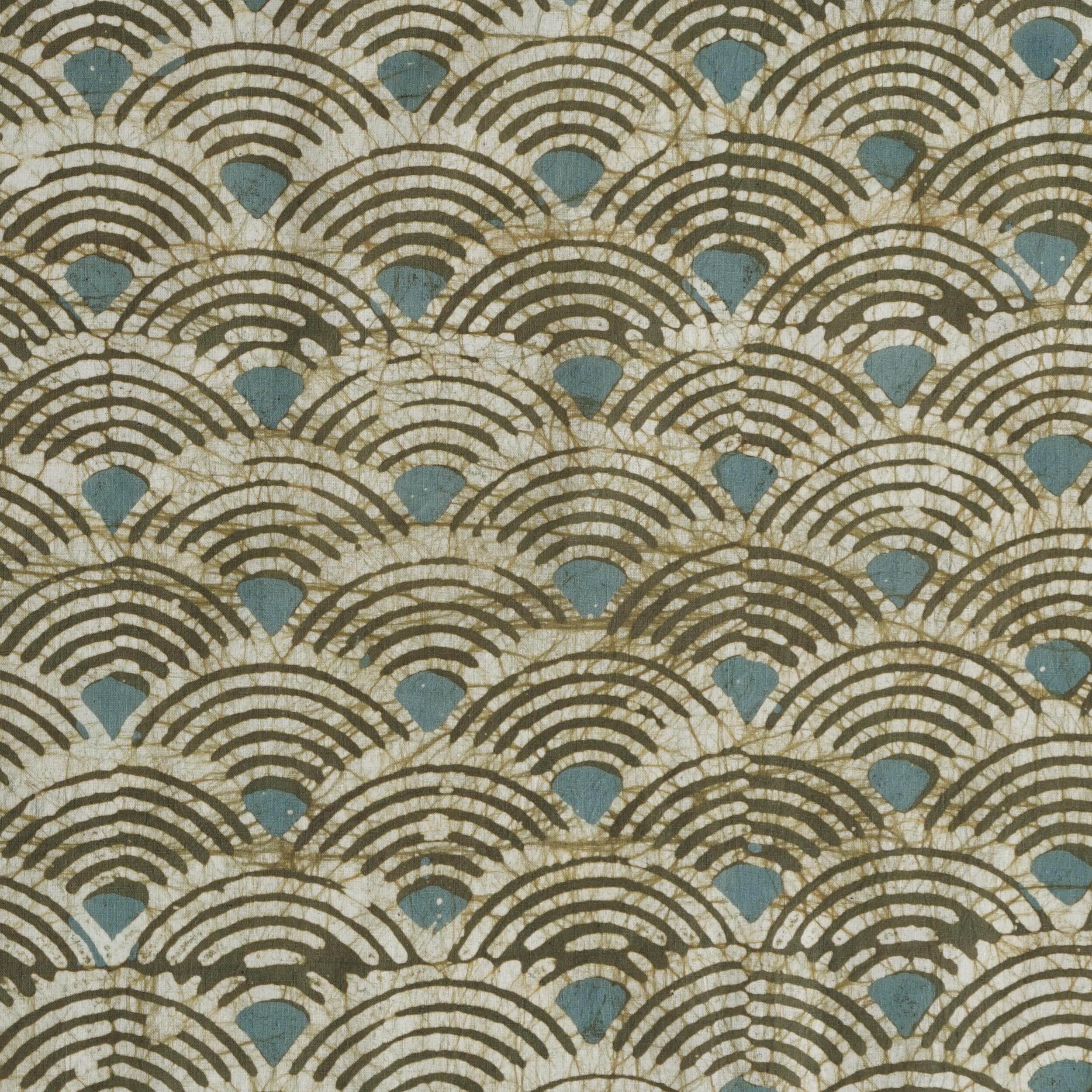 Block-Printed Batik Fabric - Cotton Cloth - Reactive Dyes - Connected Design - Flat