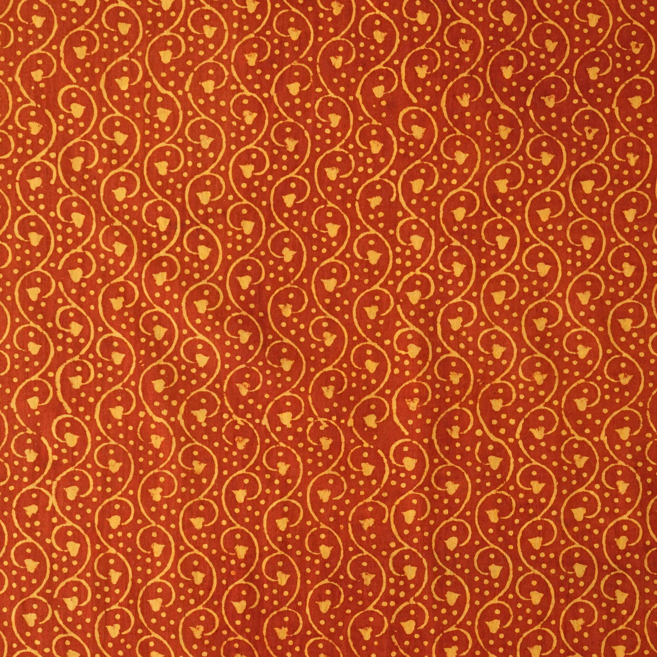 3 - AHM45 - Block-Printed Cotton - Komorebi Print - Turmeric Yellow & Alizarin Red Dyes - Flat