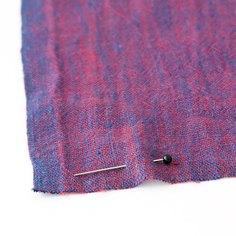 Organic Kala Cotton - Handloom Woven - Red & Blue Shot Cotton - Cross Colour - 1 by 1 - Plain Weave - Yarn Dye - Pin