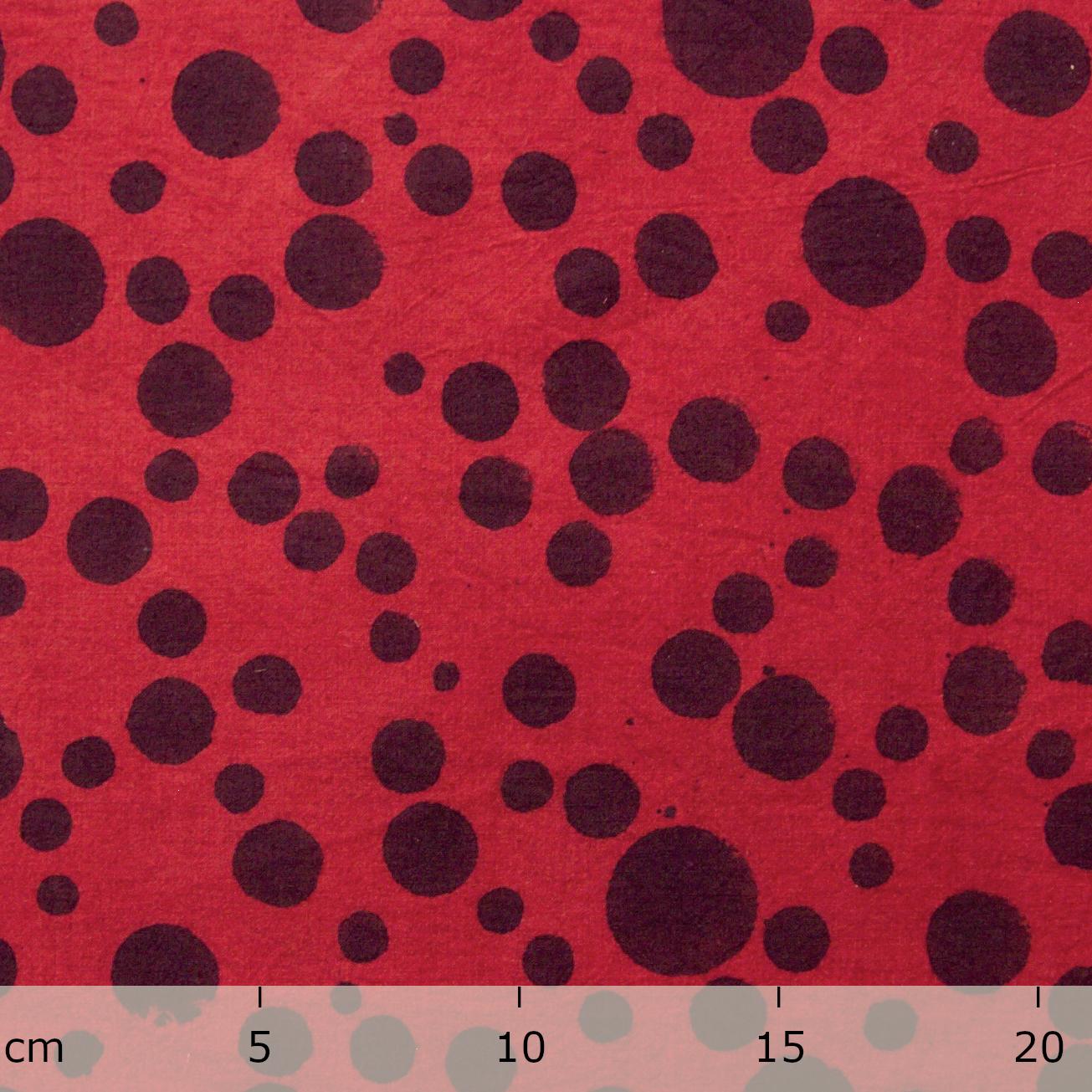 100% Block-Printed Cotton Fabric From India- Ajrak - Alizarin Black Dots Print - Ruler