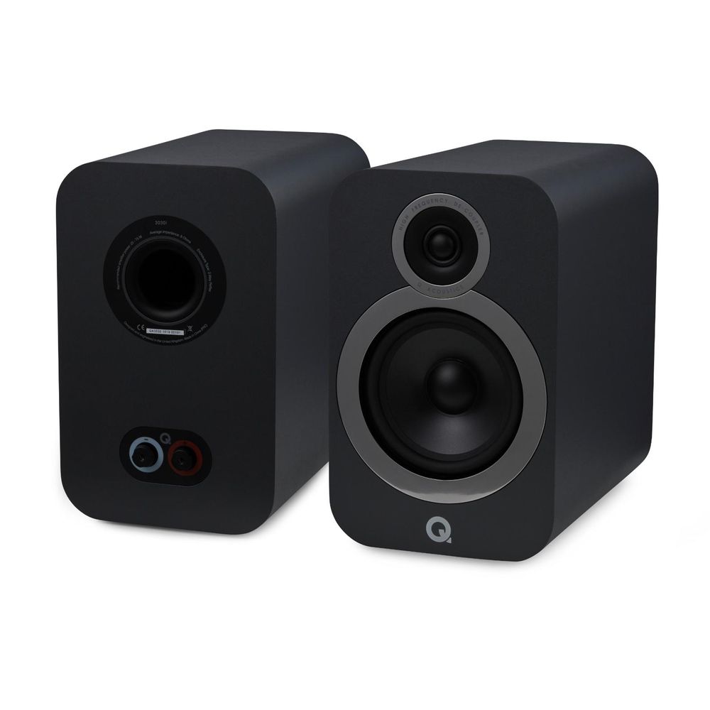 Q Acoustics 3030i Bookshelf Stand Mount HIFI Loud Speakers Carbon Black Pair