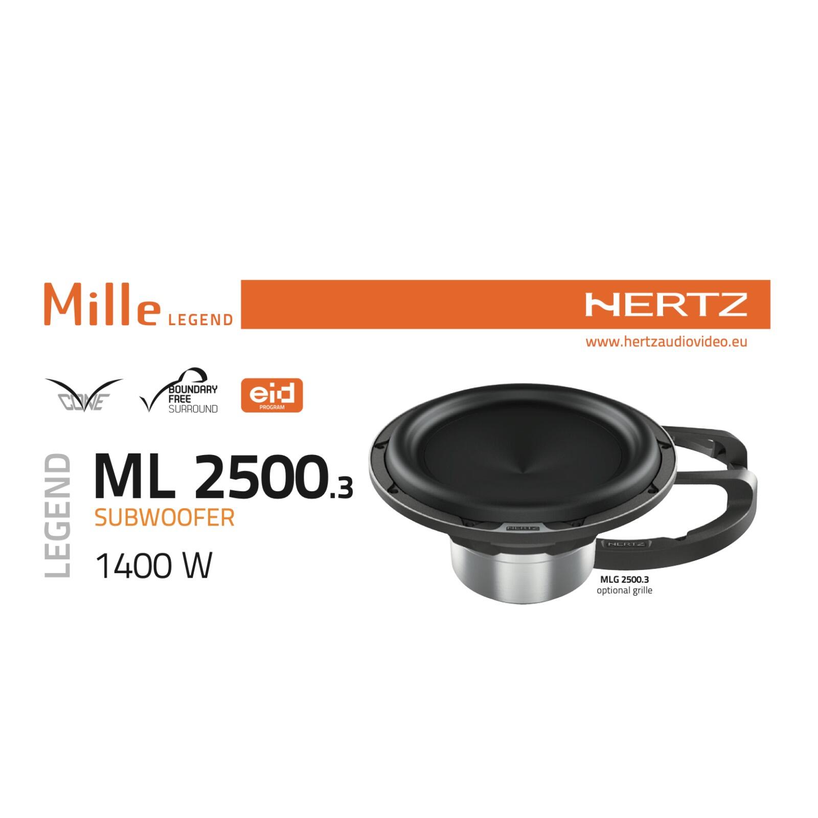 Hertz Mille Legend ML 2500.3 10 Inch Single Voice Coil 4 ohm Subwoofer 700w RMS