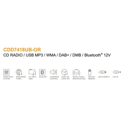 Continental CDD7418UB-OR Bluetooth Car Stereo DAB Radio CD Player USB Retro OEM