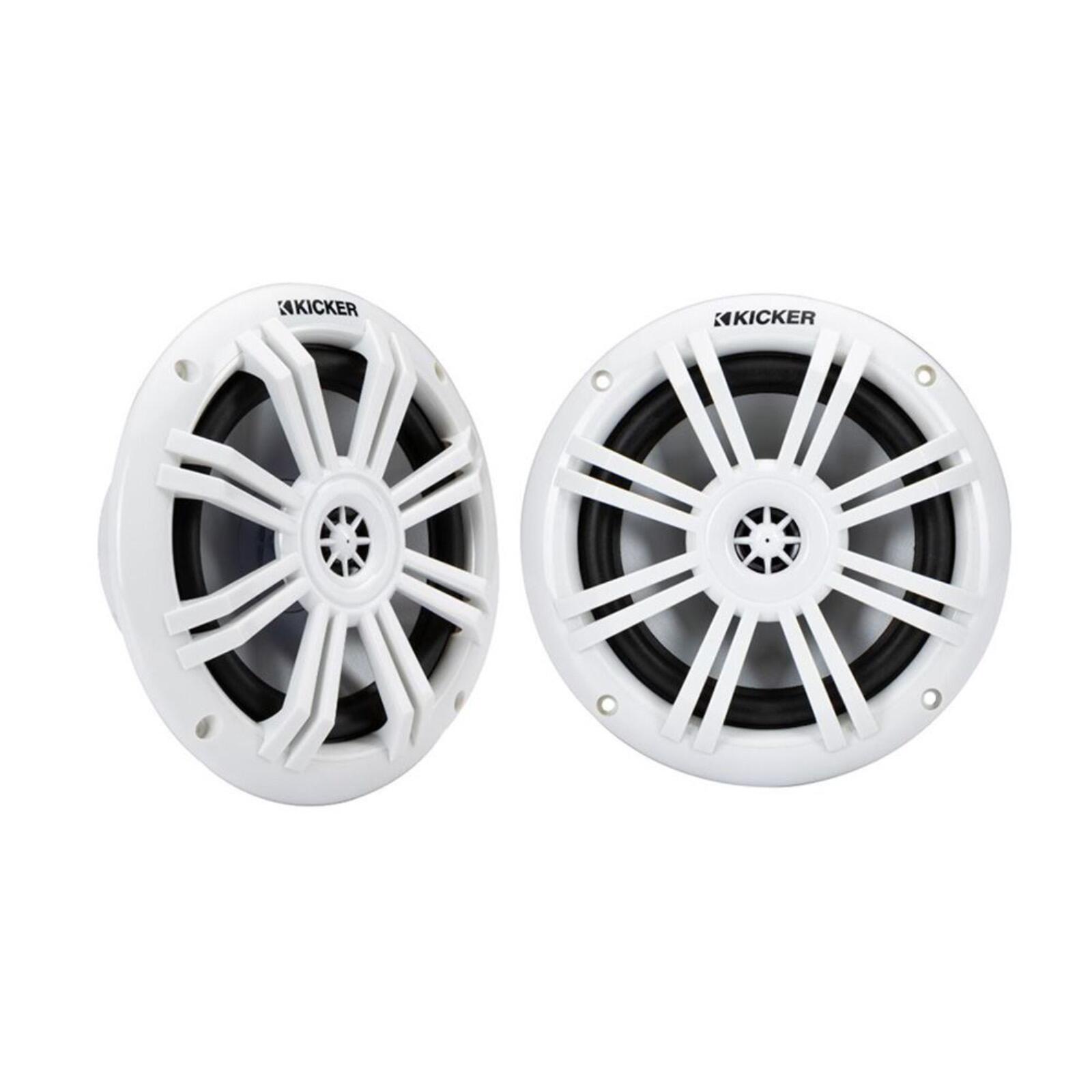 Kicker Marine KA49KM604W Speakers KM 6.5" Coaxial White Grills Boat