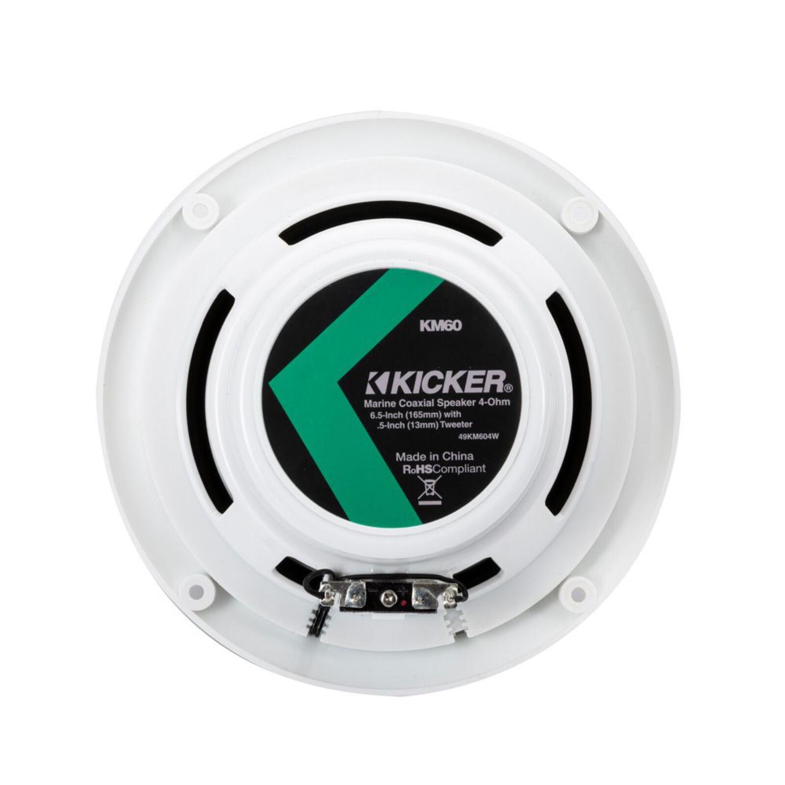 Kicker Marine KA49KM604W Speakers KM 6.5" Coaxial White Grills Boat