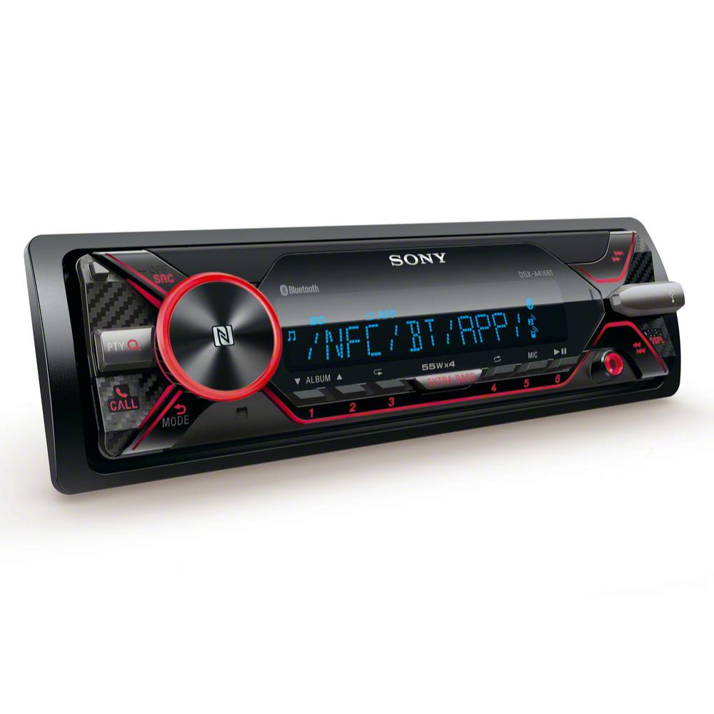 Sony DSX-A416BT Single Din Bluetooth Front USB AUX Multi-Color Car Stereo  Digital Media Receiver Bundled with Earbuds (No CD Player)