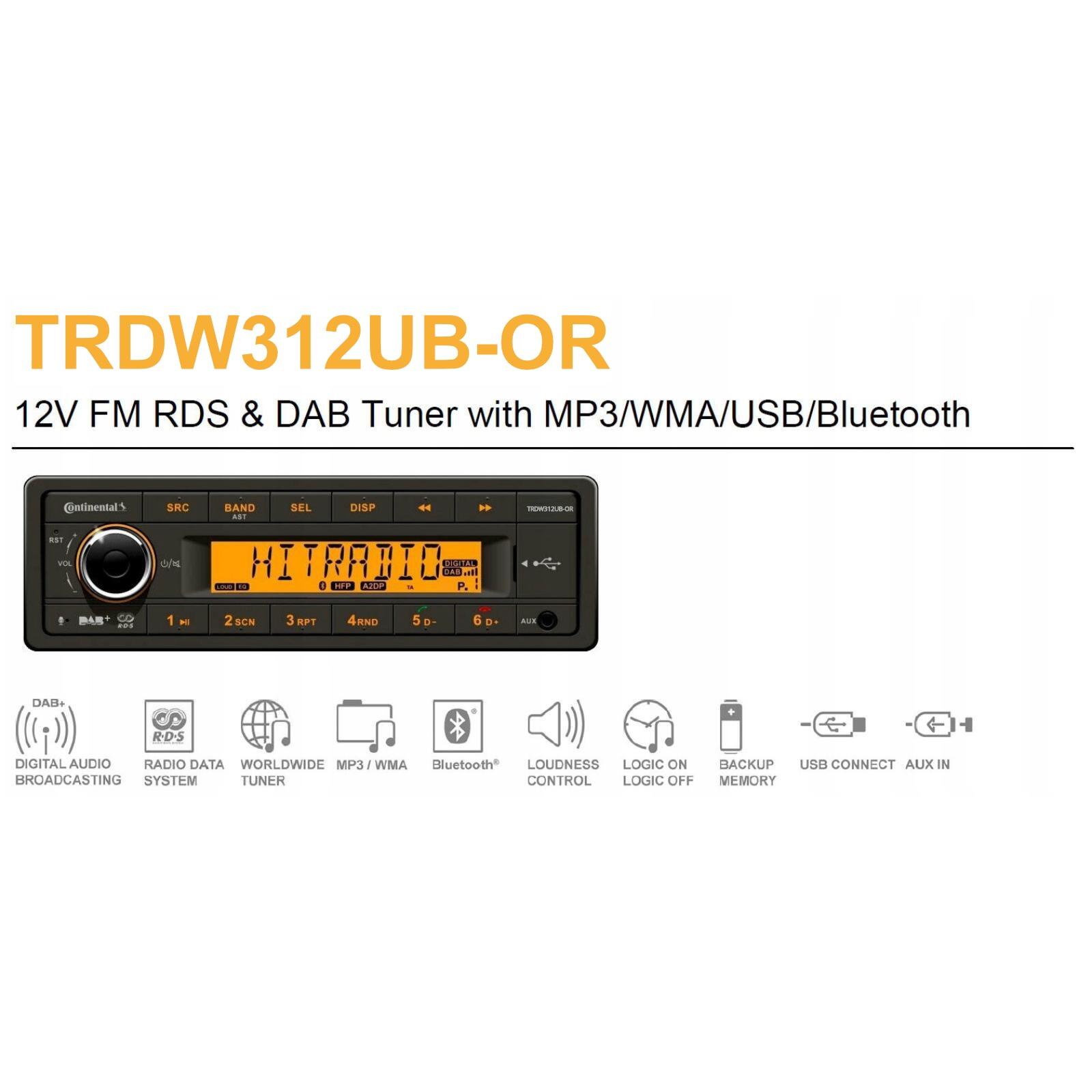 Continental TRDW312UBOR Bluetooth Car Stereo DAB Radio USB AUX