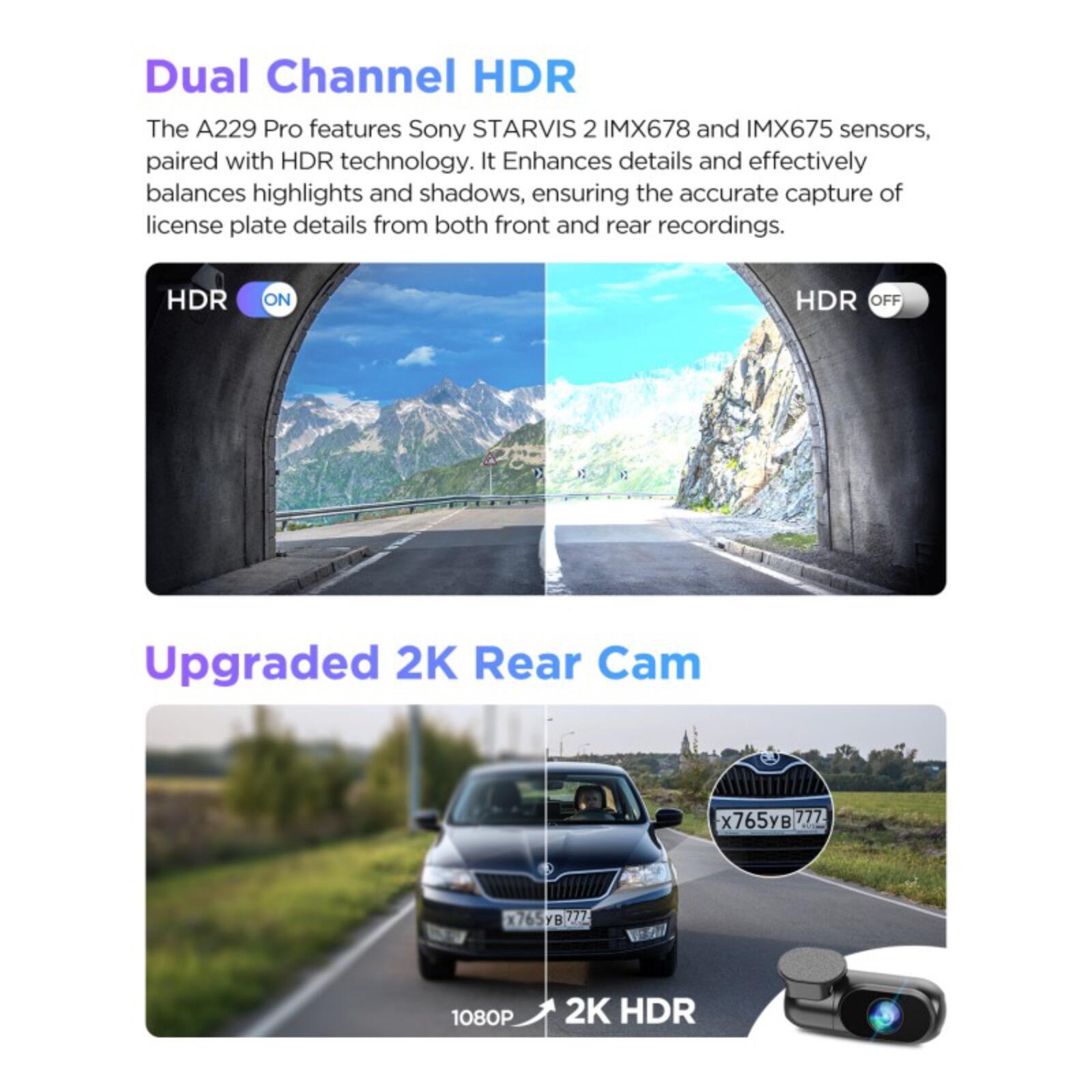 VIOFO 4K HDR Dash Cam Front and Rear A139 Pro 2CH , STARVIS 2