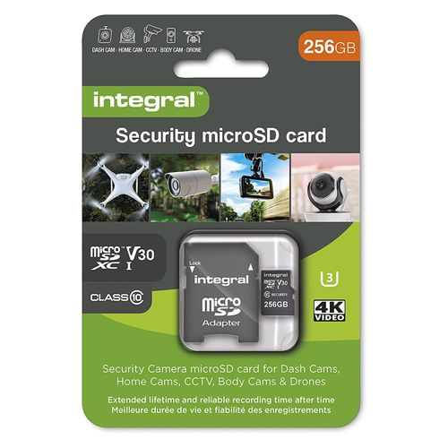 Integral Dash Cam Micro SD Card 256GB High Endurance Home Security CCTV Drones