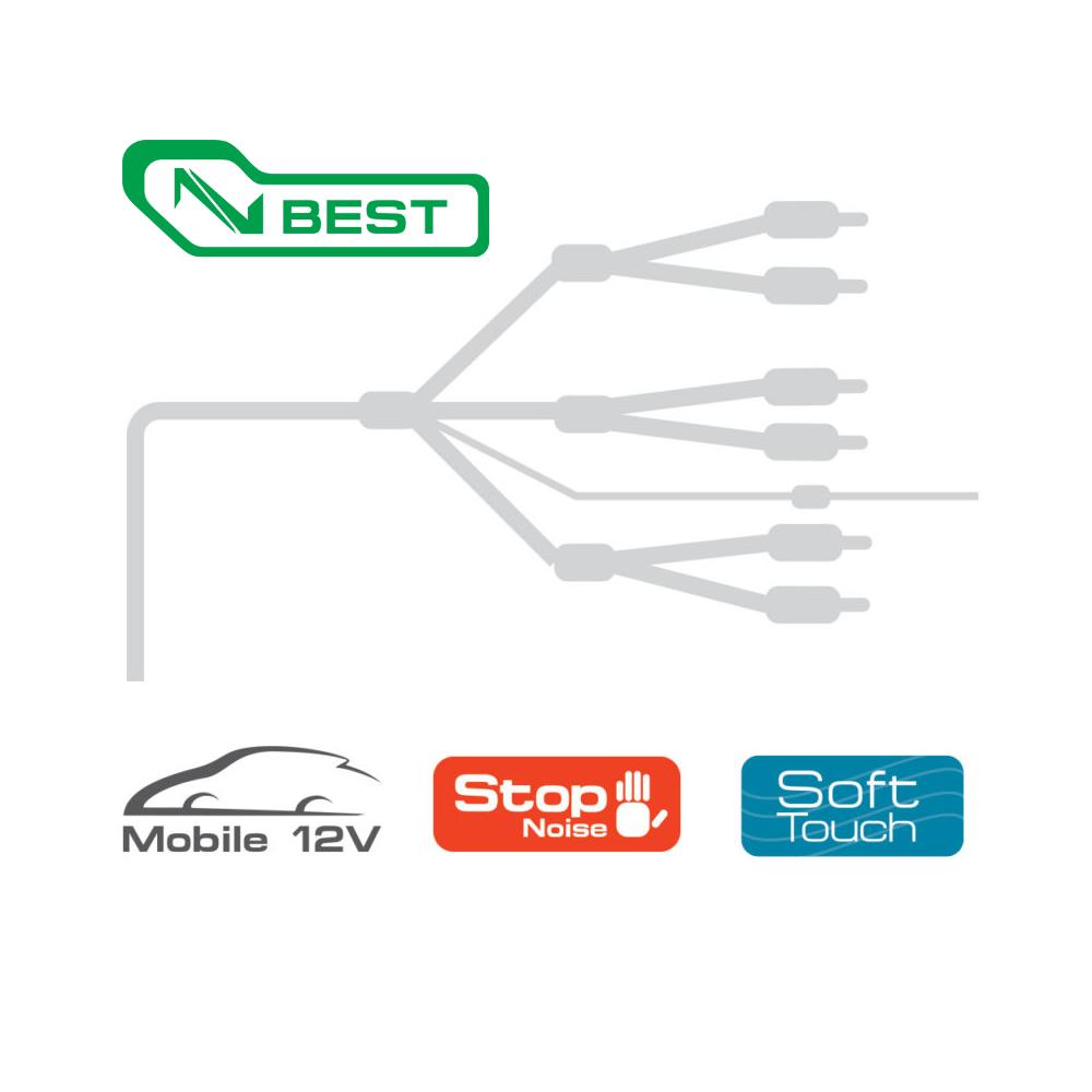 Connection Best BT6 250 2.5m 8.2 ft 6 Channel Car RCA Amp Cable Lead