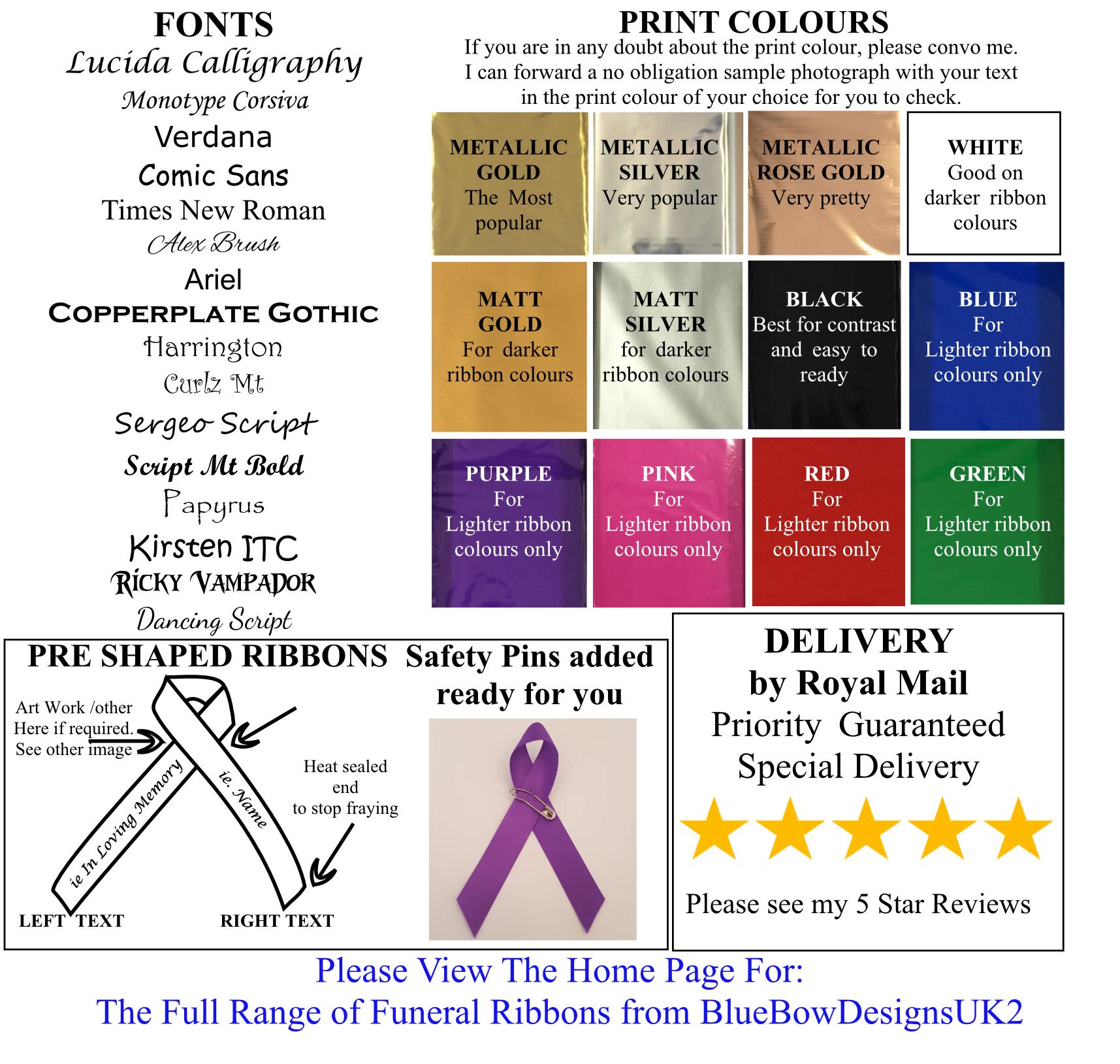 Photo Memorial Ribbon. Personalised Funeral Ribbon With Photo Disc