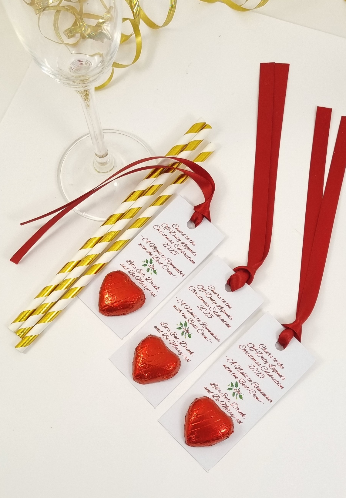 Red Christmas tags