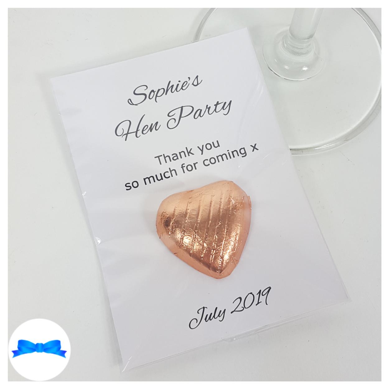 Personalised hen party Rose gold Favours