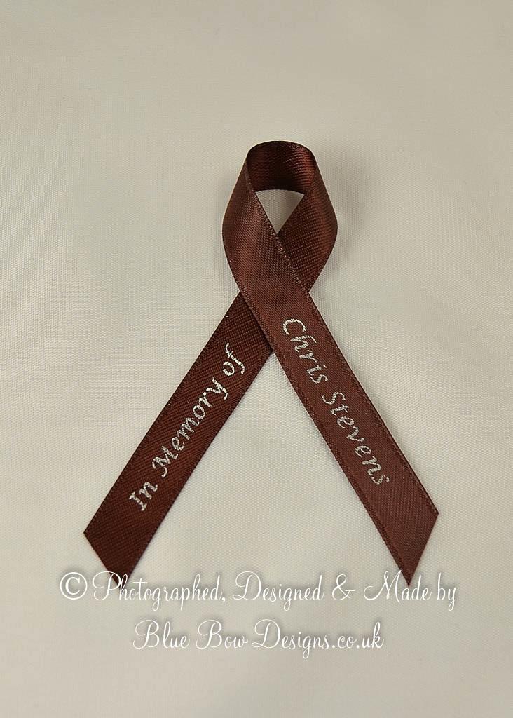 Brown memorial funeral ribbon