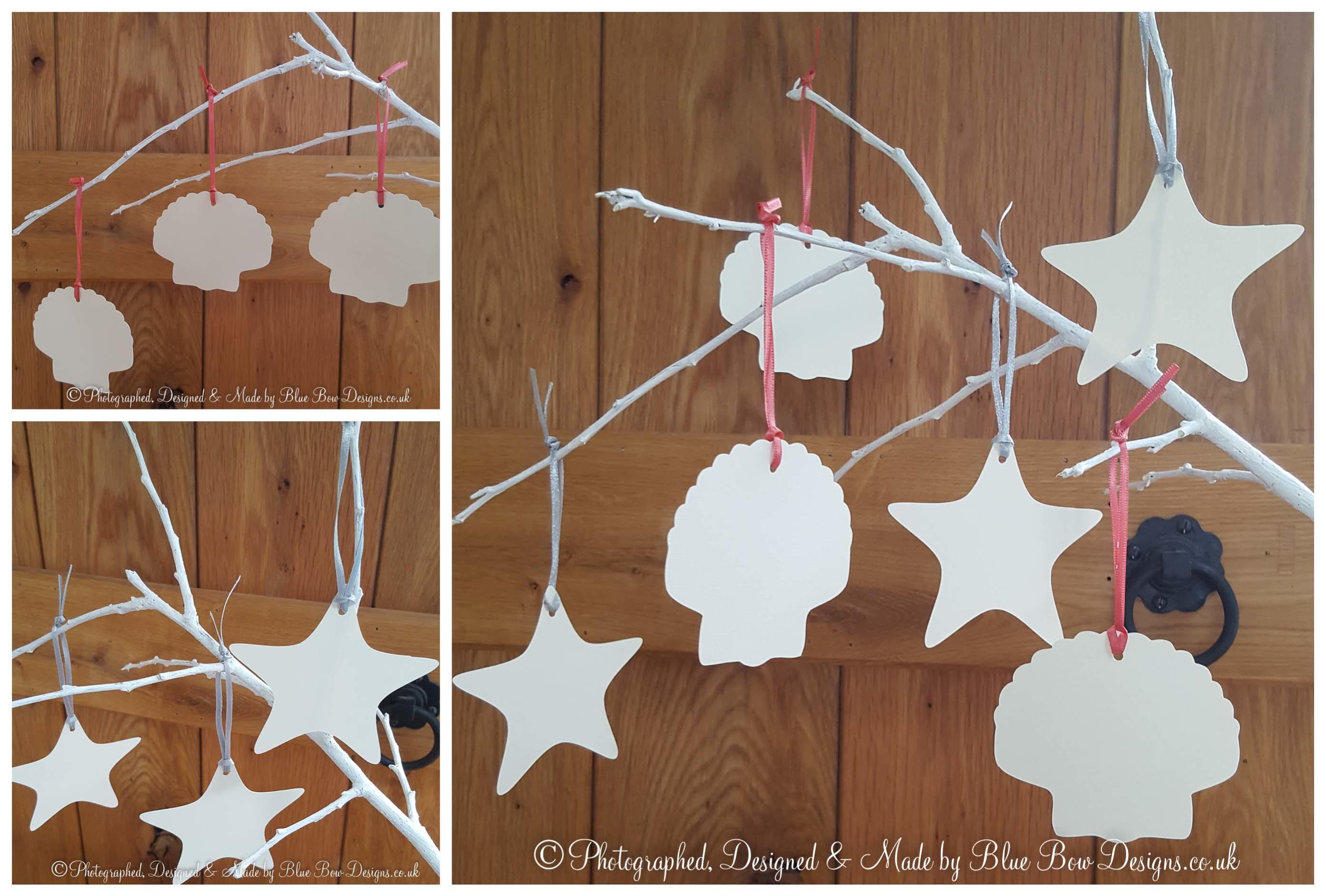 Shell shaped tags and show starfish tags ivory hammered
