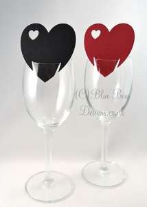 Heart shaped wine glass cards with additional heart cut outs