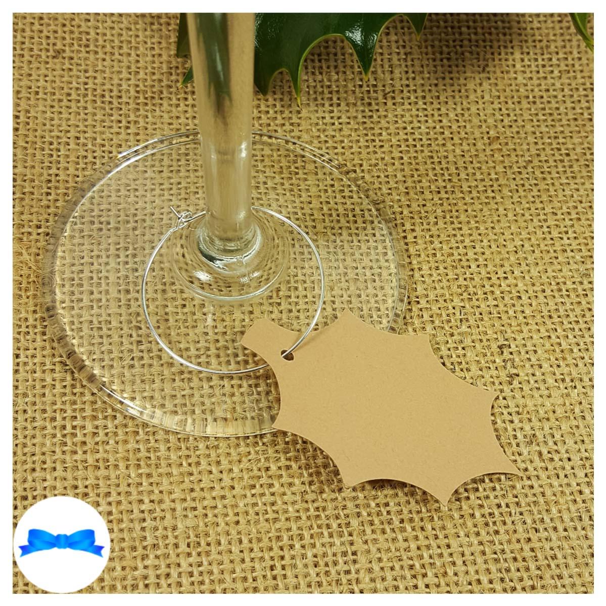 Card Holly leaf wine glass charm