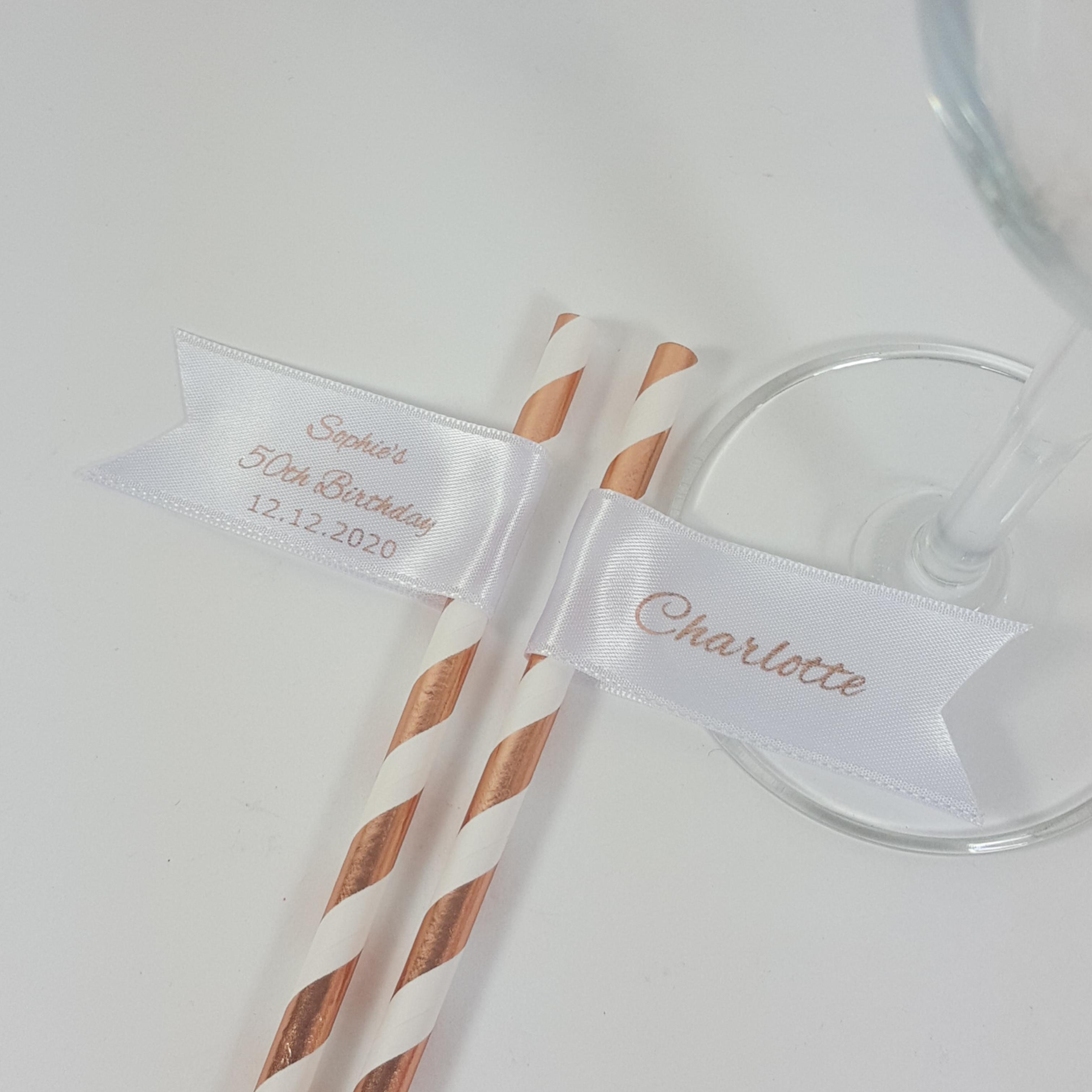 Personalised name straws rose gold