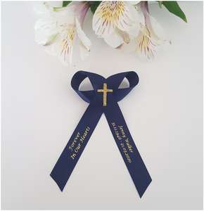 Navy blue memorial ribbons