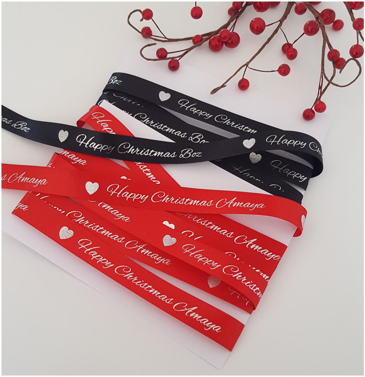 15 mm personalised ribbon red and black