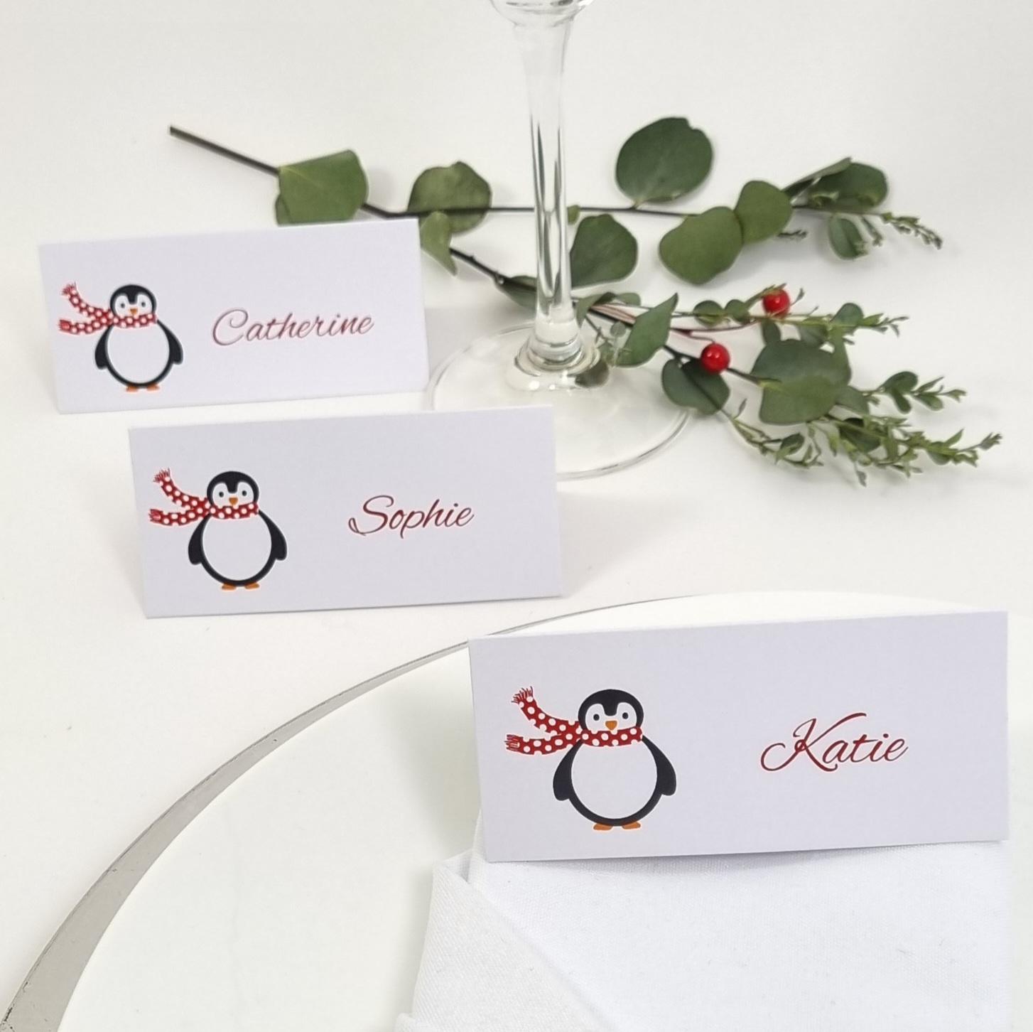 penguin-christmas-place-cards-personalised-christmas-table-place-name