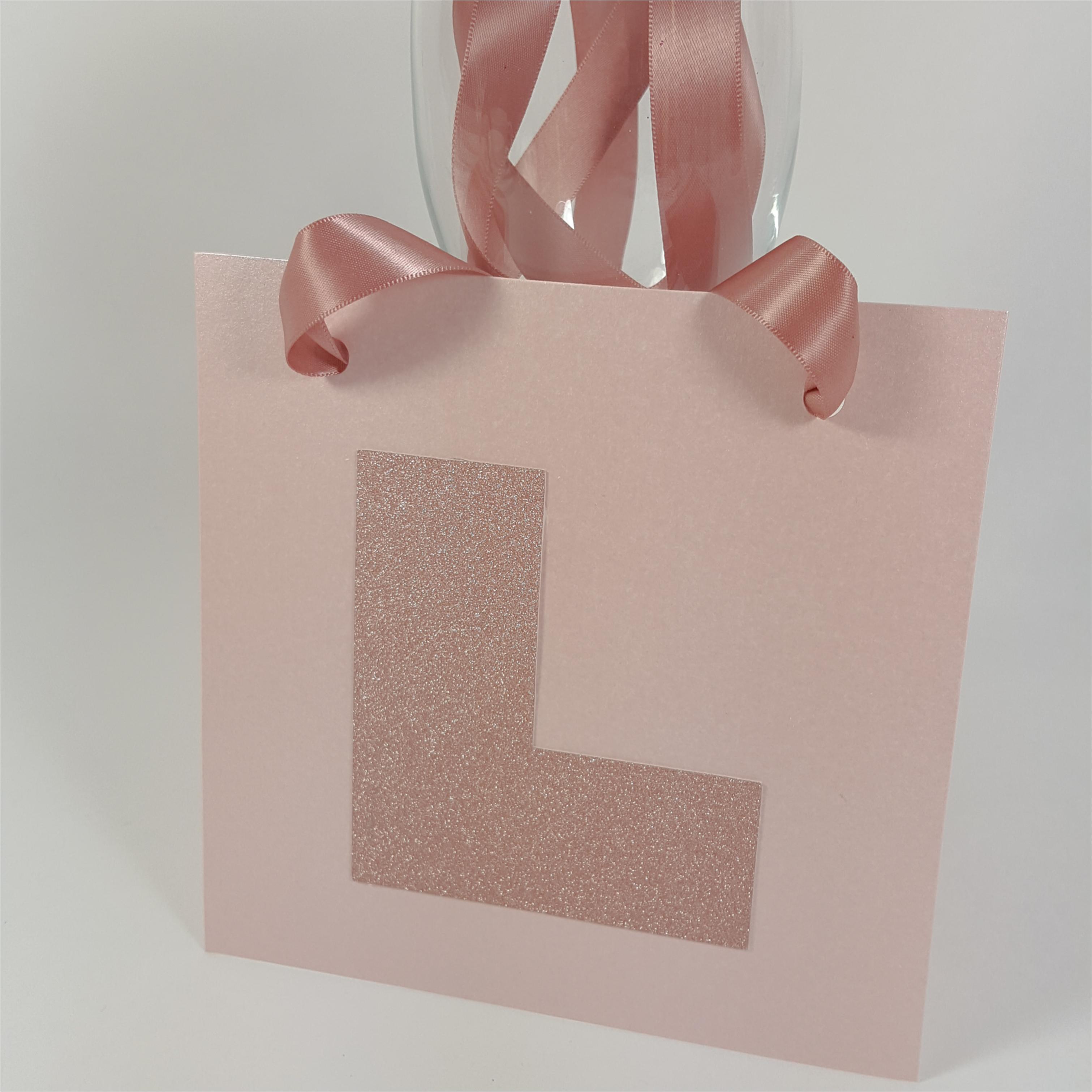 Rose gold hen party L plate with rose gold glitter