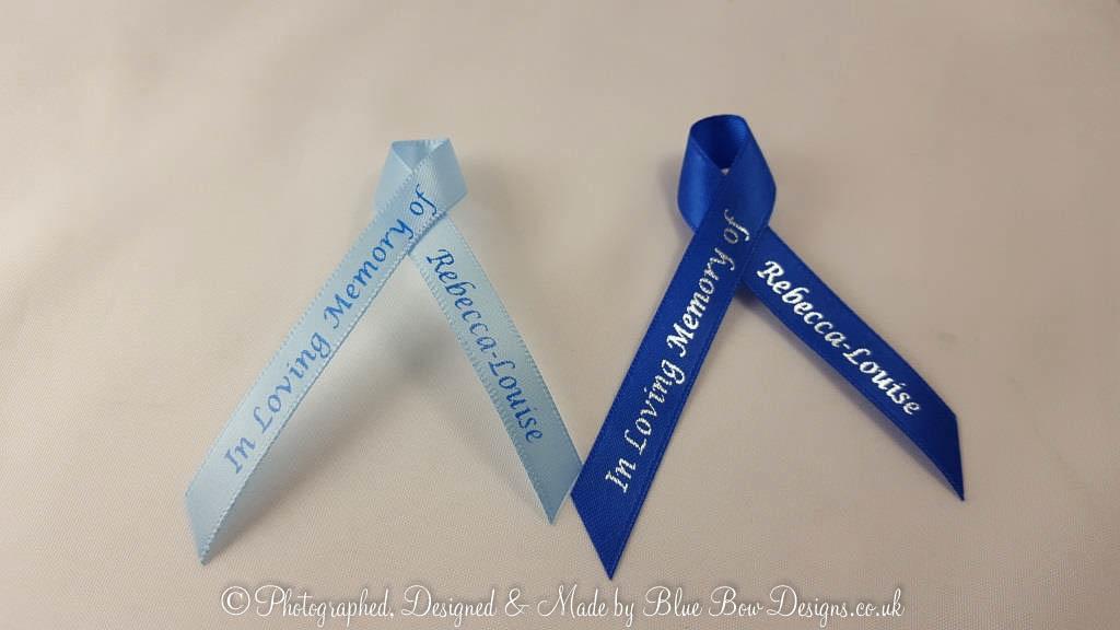 Blue memorial ribbons