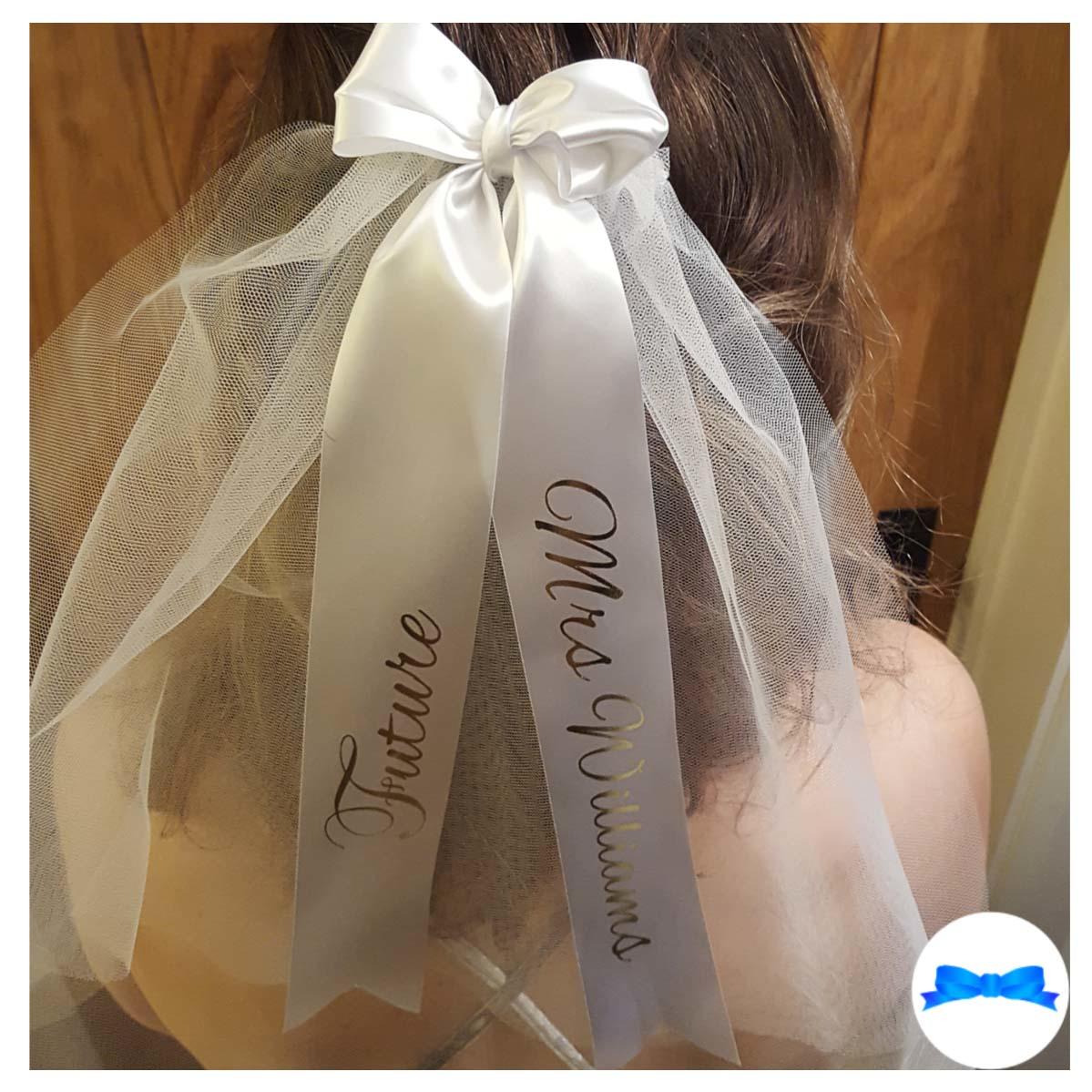 Personalised White and gold hen party veil