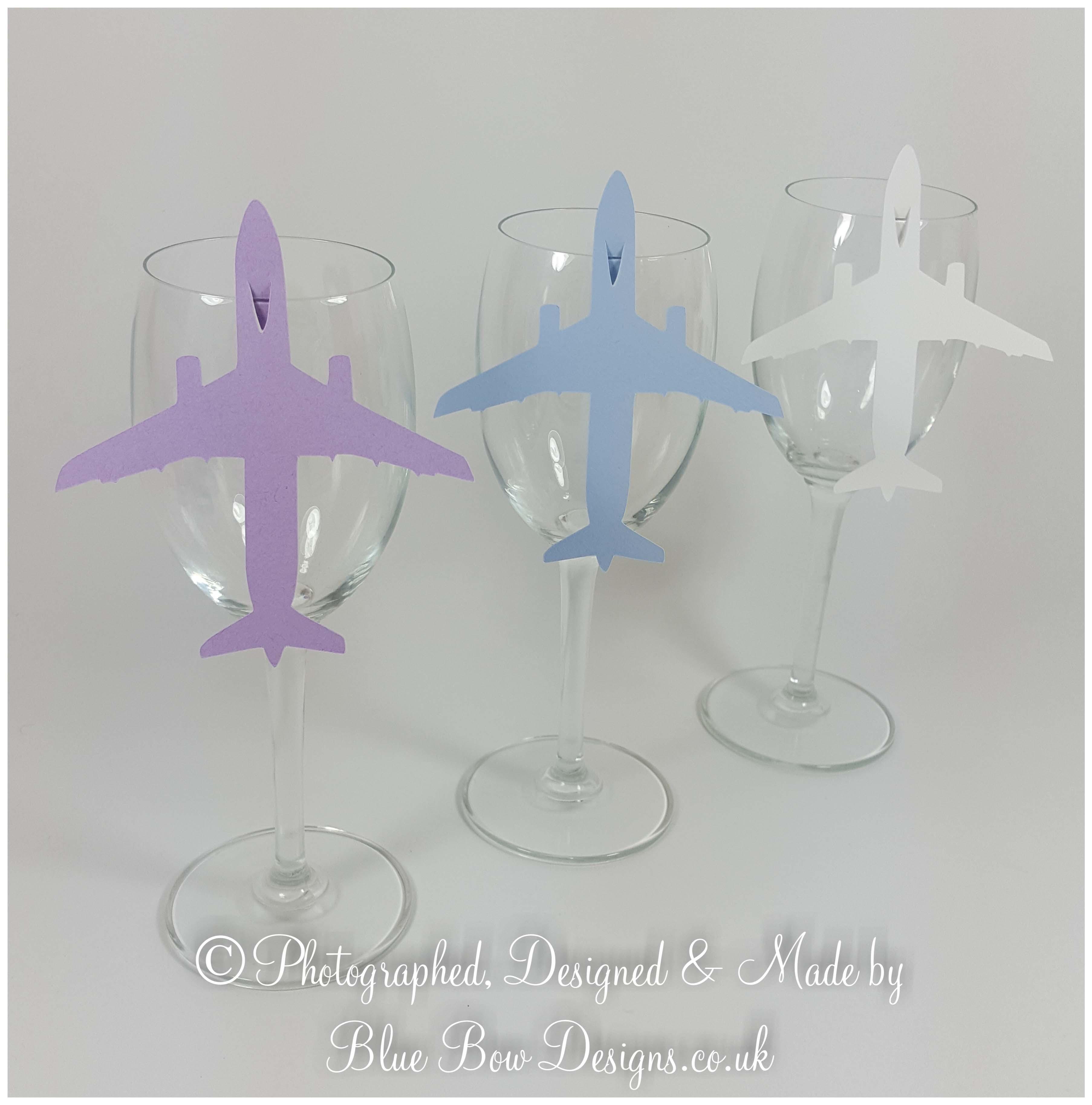 Aeroplane Plane wine glass cards any colour