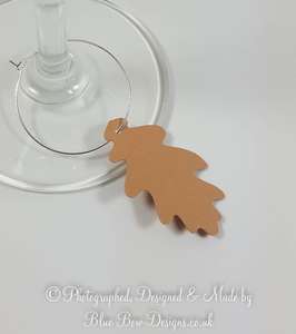 Card oak leaf wine glass charm