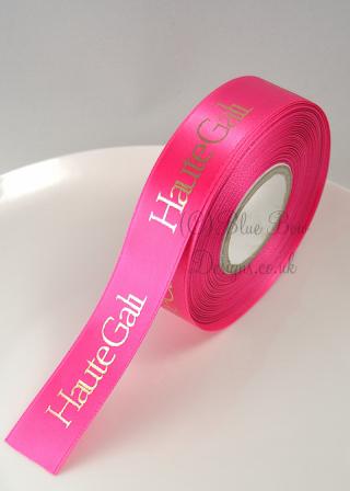 Pink and silver 25mm personalised printed ribbon
